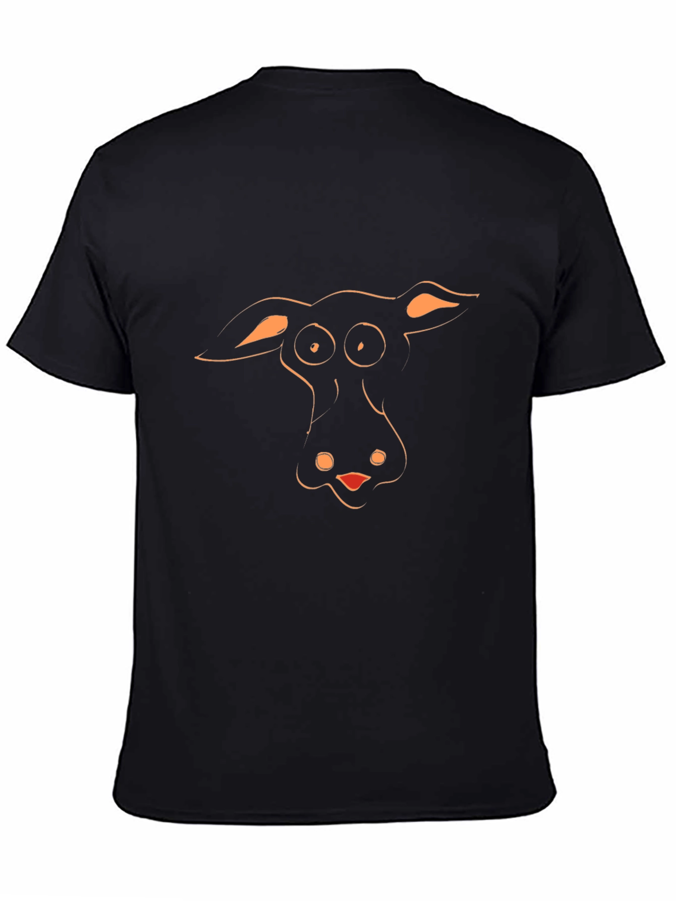 Funny Cartoon Animal Face Black T-Shirt