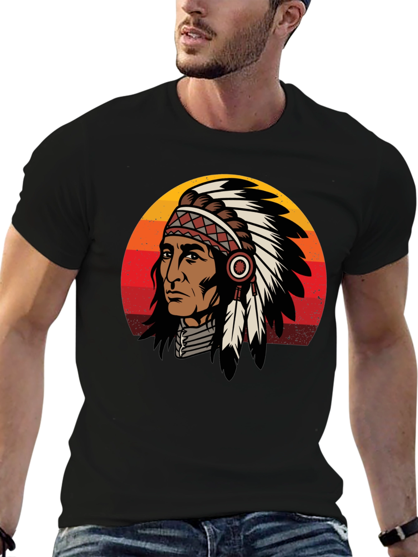 Native American Chief Graphic T-Shirt