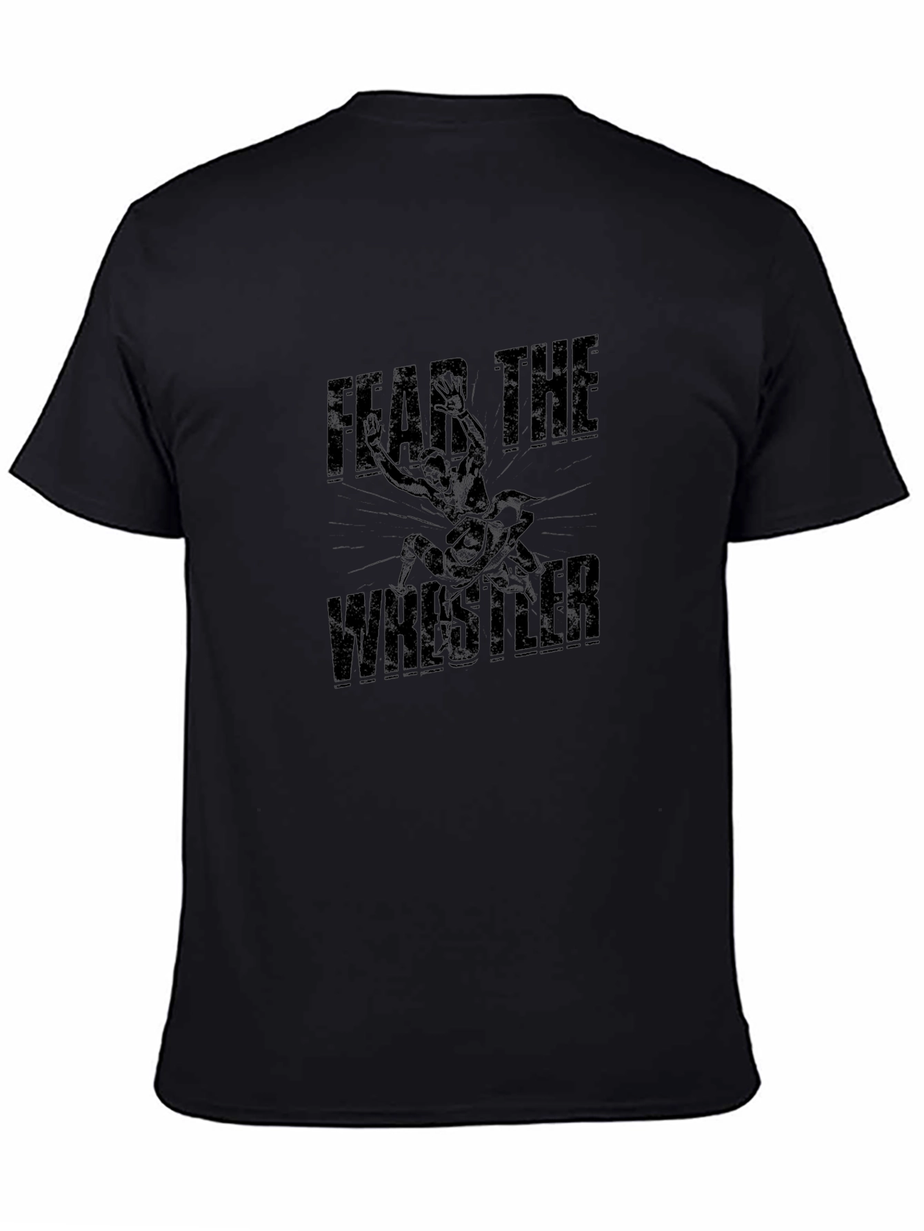 Fear The Wrestler Graphic Print Black T-Shirt