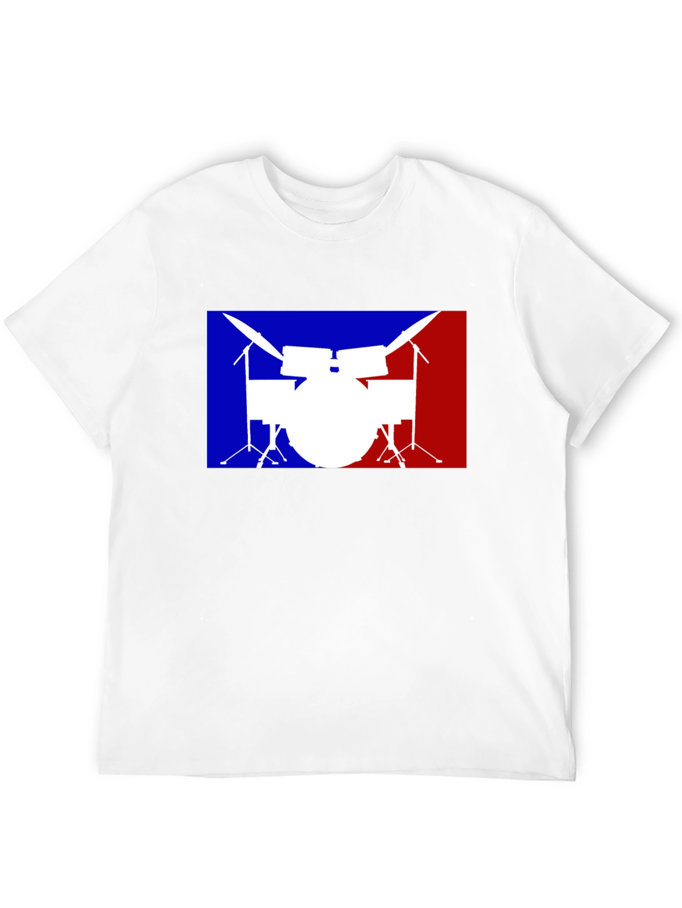 Drum Set Graphic T-Shirt: Blue and Red