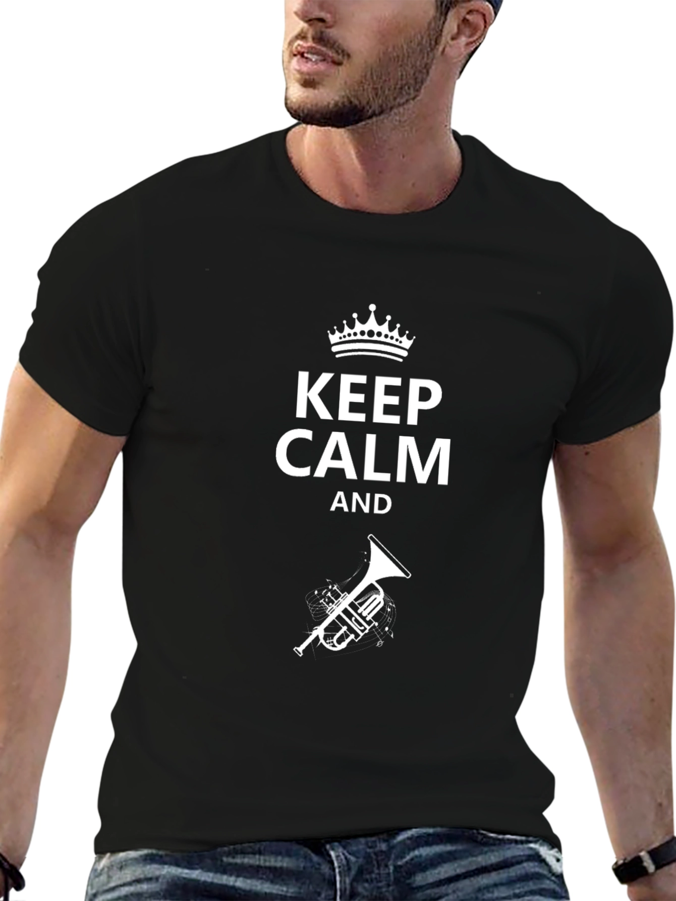 Keep Calm and Trumpet Black Tee