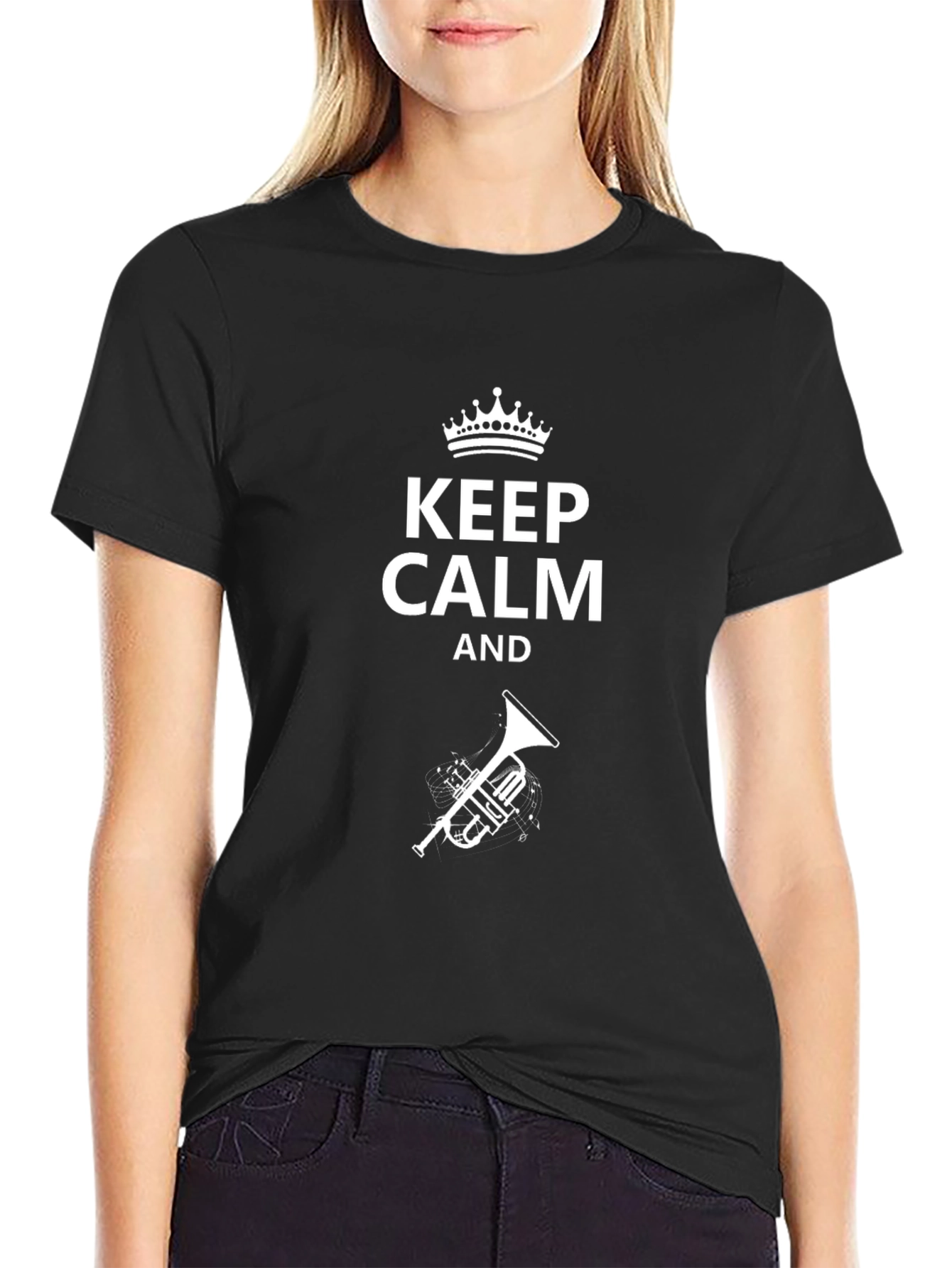 Keep Calm and Trumpet Black Tee