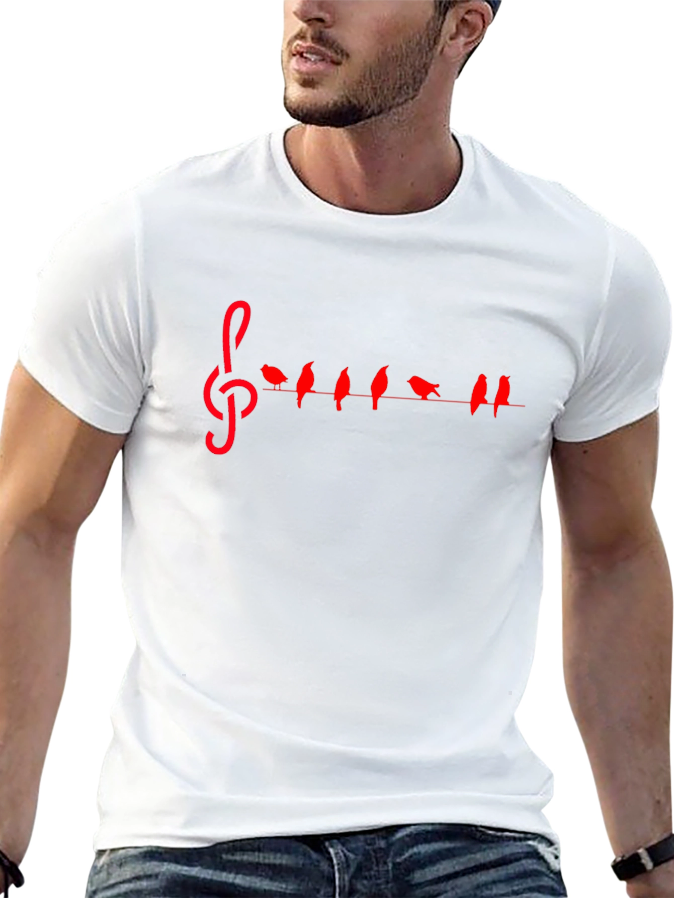 Musical Birds Treble Clef Graphic Tee - Black
