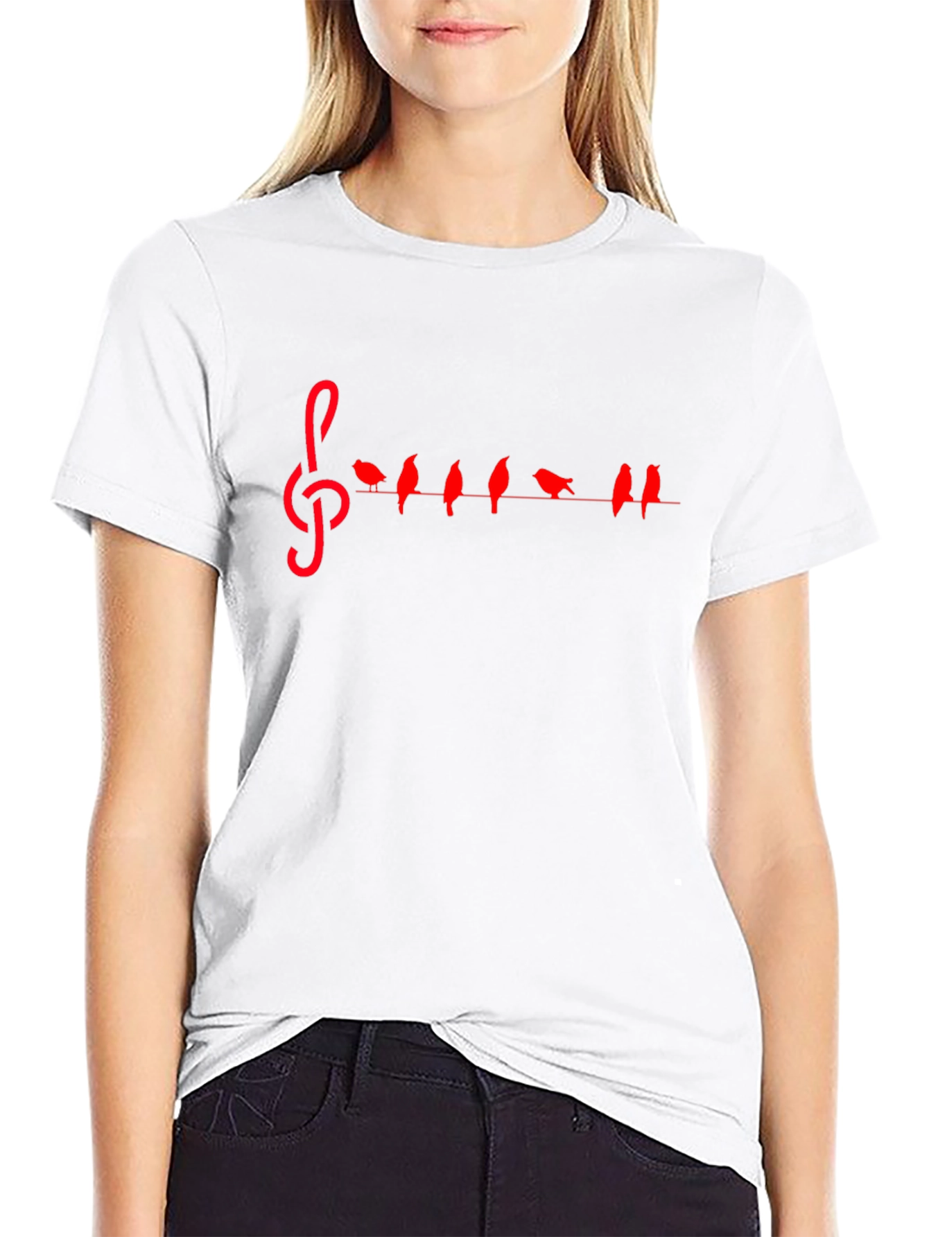 Musical Birds Treble Clef Graphic Tee - Black