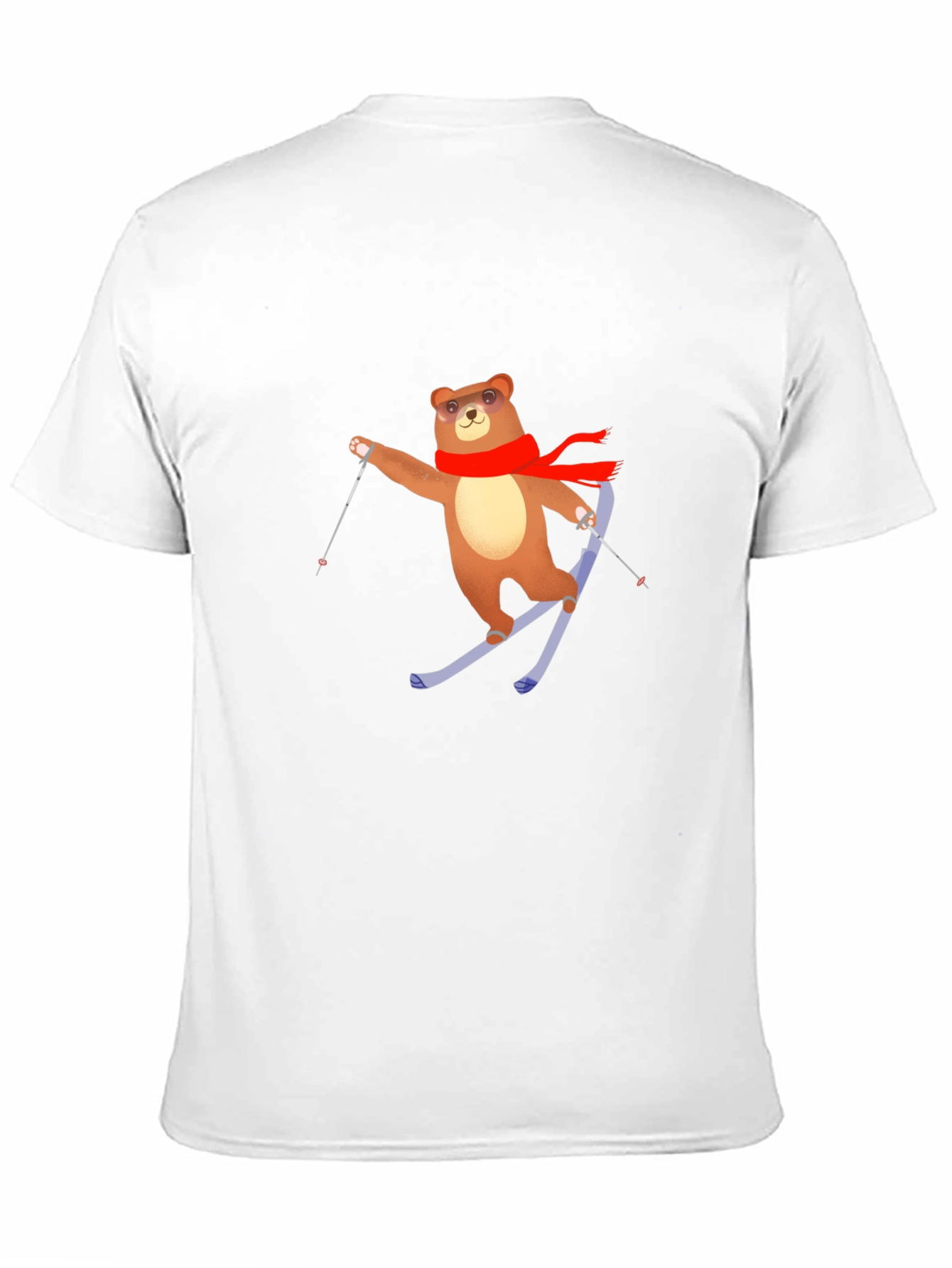 Skiing Bear T-Shirt - Black Cotton Tee