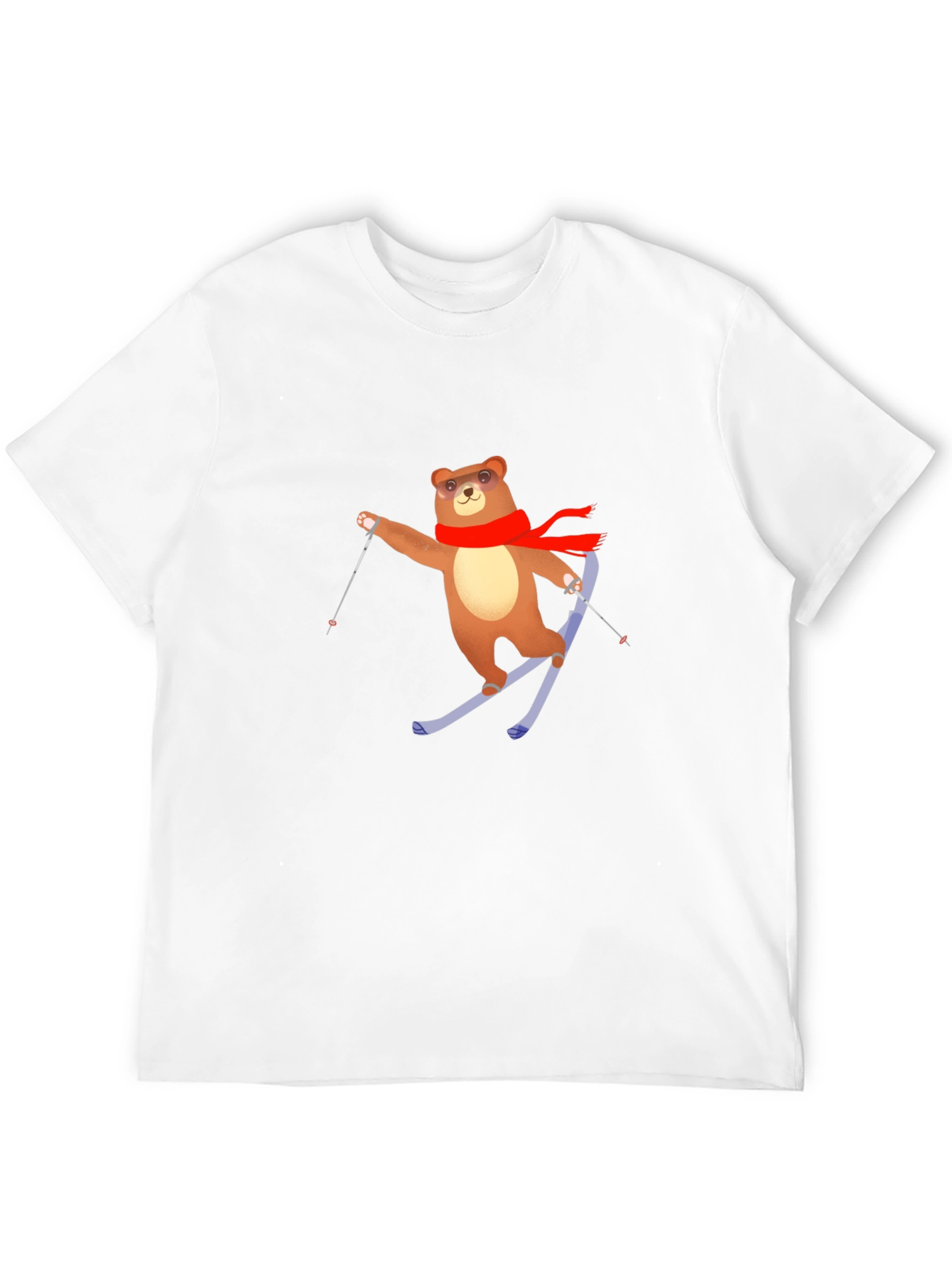 Skiing Bear T-Shirt - Black Cotton Tee