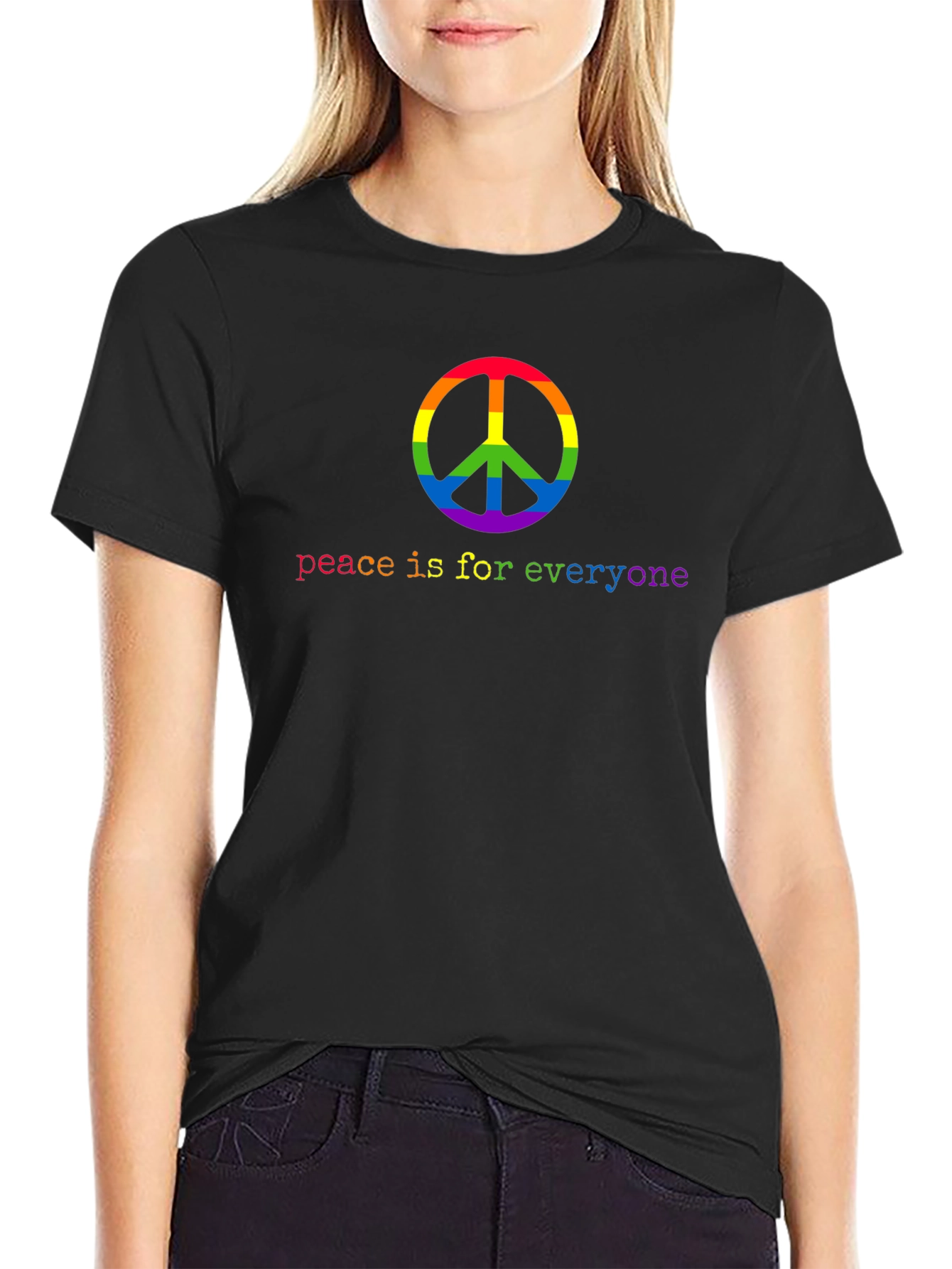 Peace for Everyone Rainbow Graphic Tee