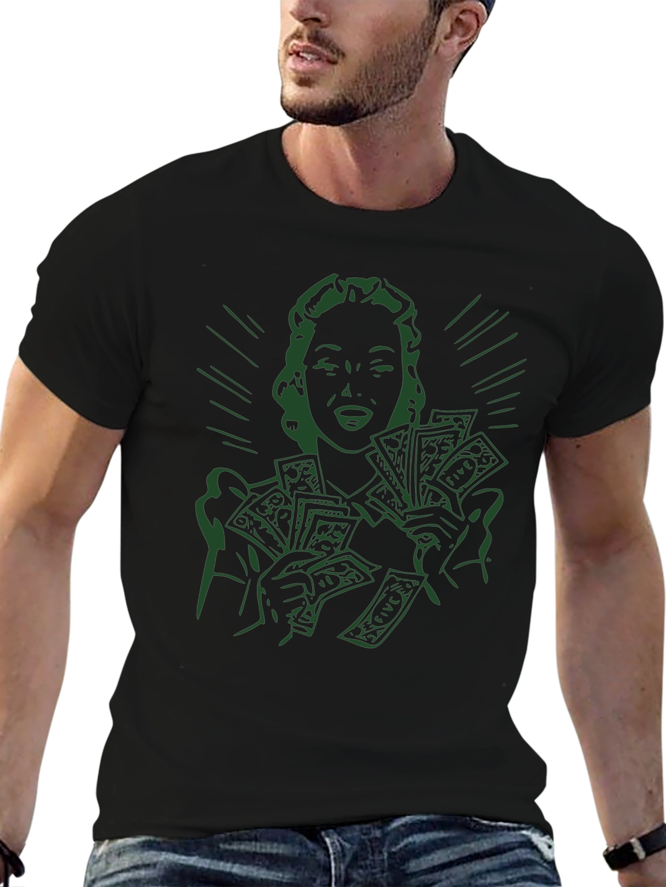 Money Woman Tee - Lucky Green Graphic T-Shirt