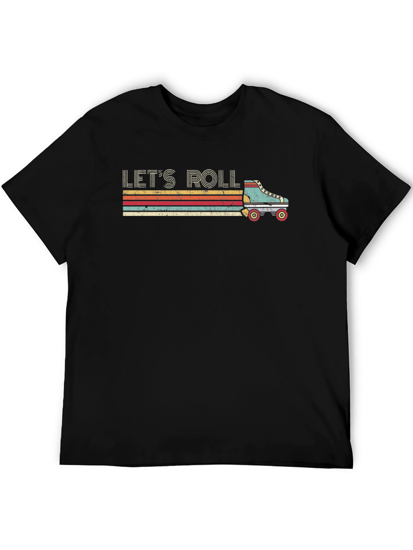 Lets Roll Retro Roller Skate Graphic T-Shirt