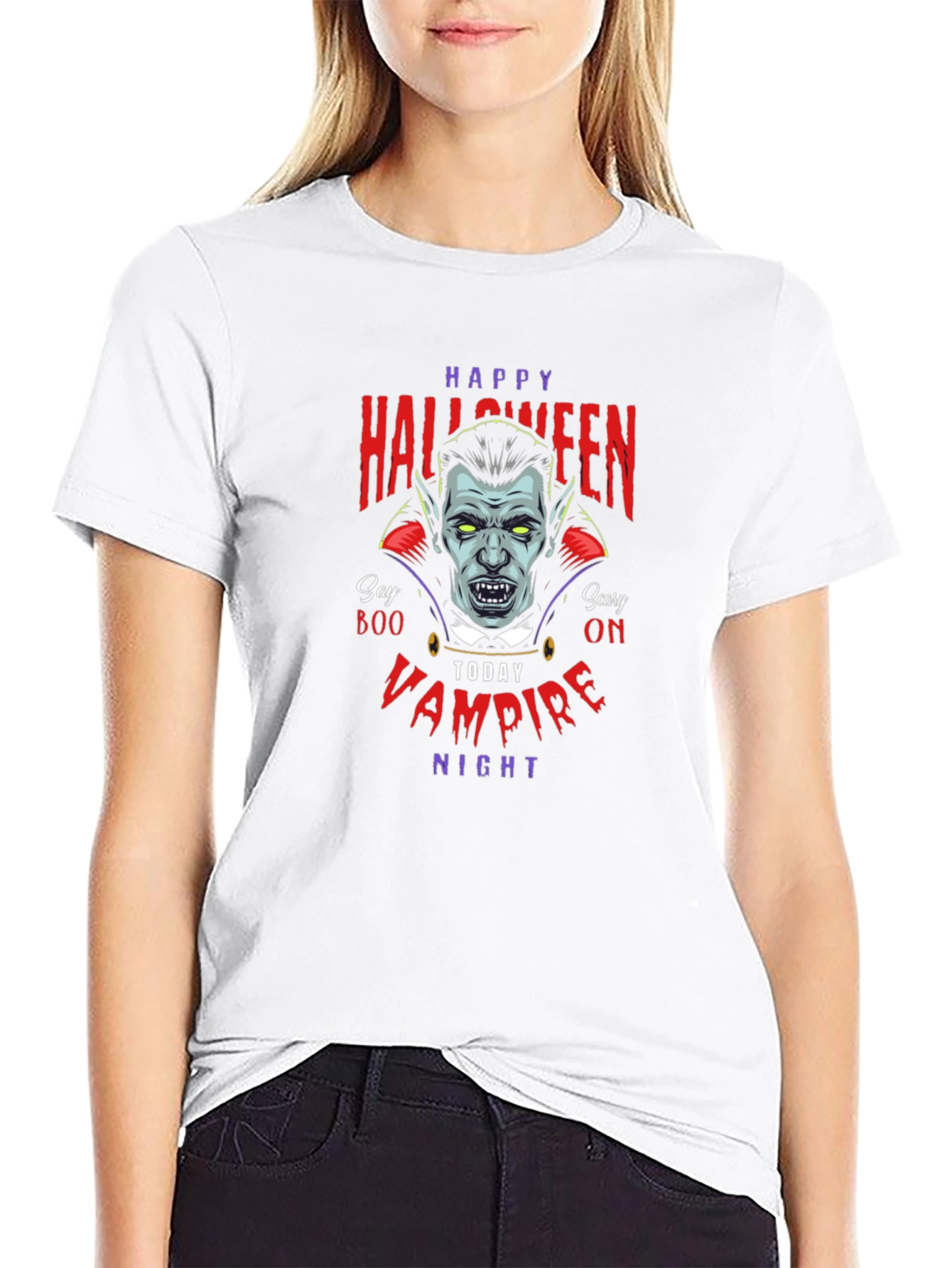 Happy Halloween Vampire Night Graphic T-Shirt