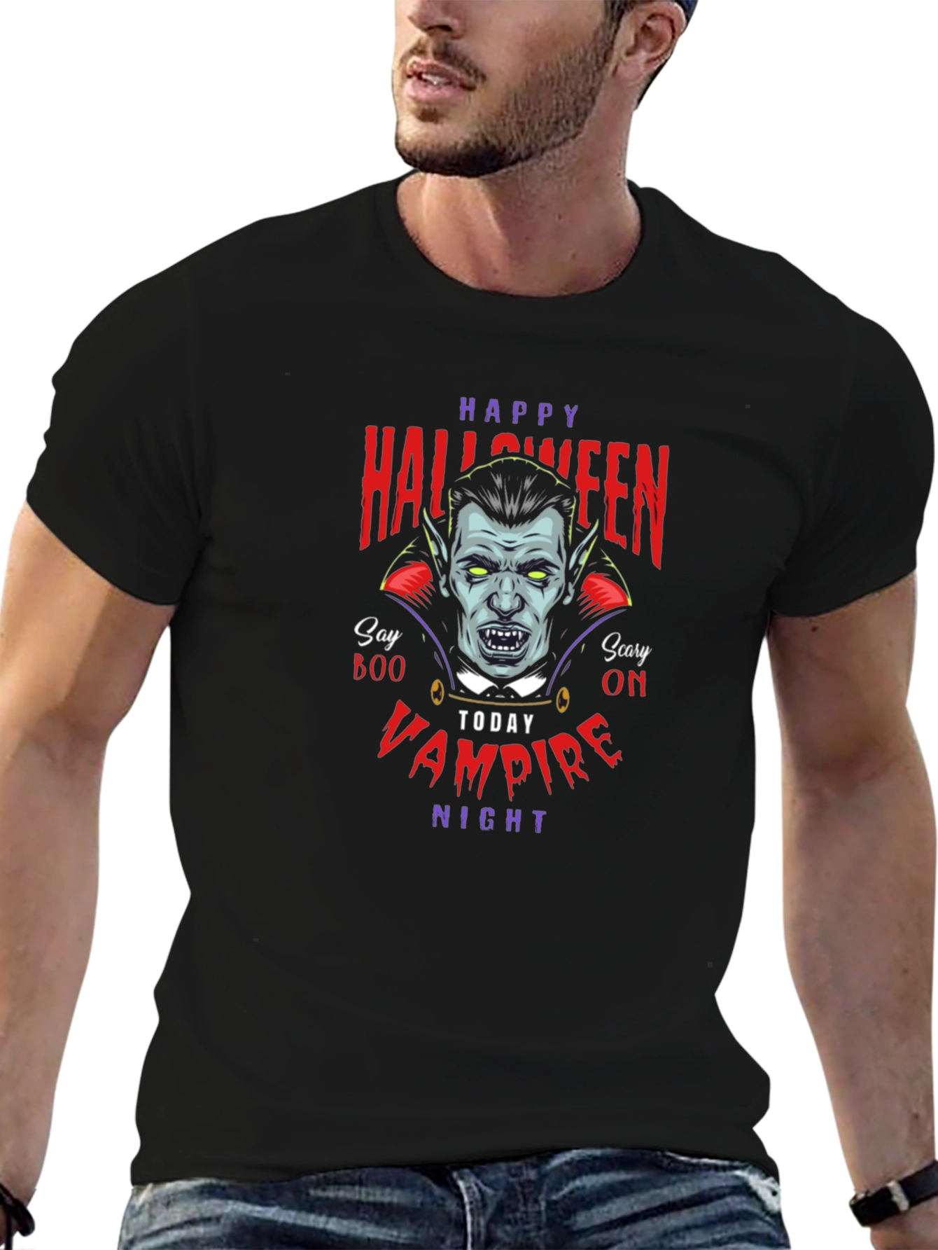 Happy Halloween Vampire Night Graphic T-Shirt