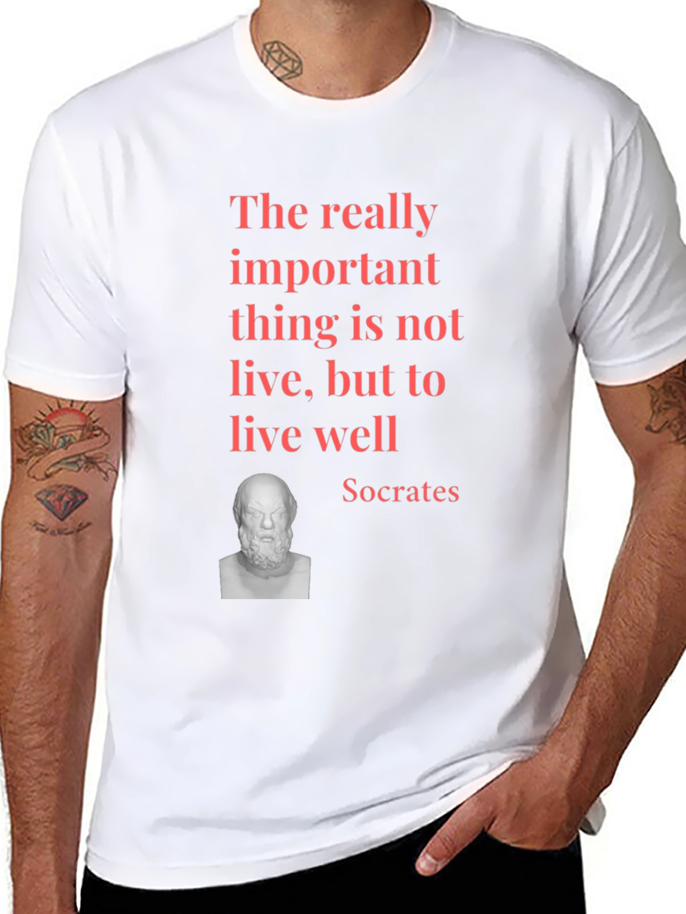 Socrates Quote T-Shirt - Live Well Black Tee