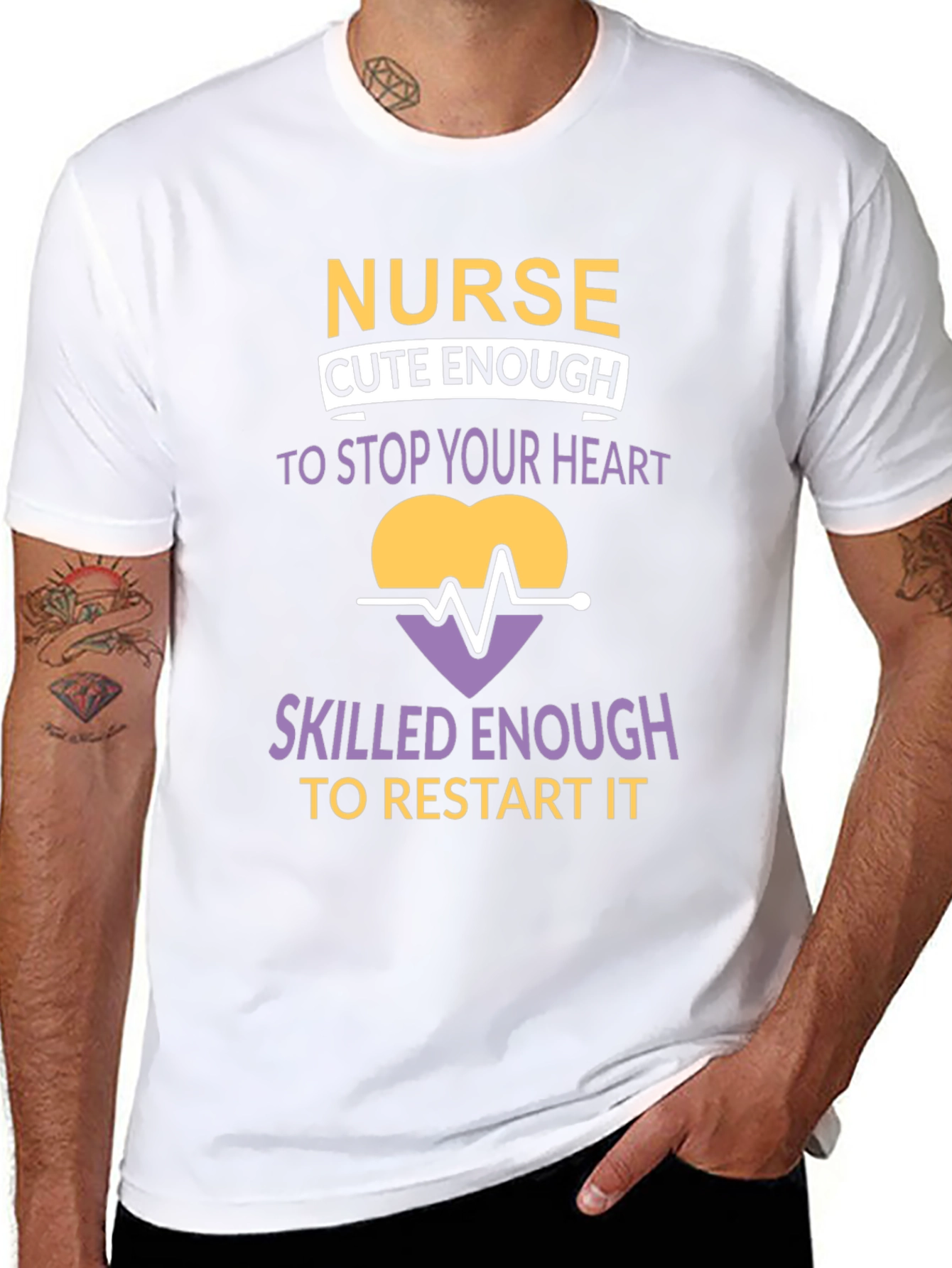 Nurse Cute & Skilled Heartbeat Graphic T-Shirt