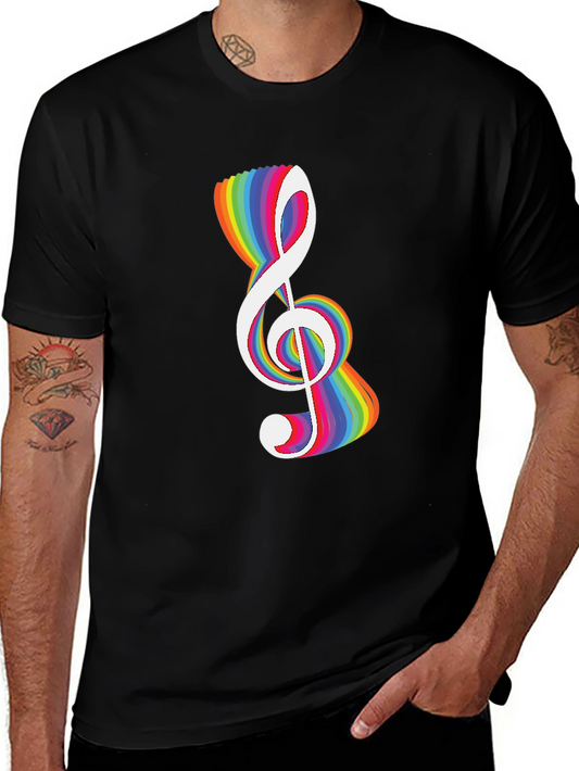 Rainbow Treble Clef Graphic Tee - Black