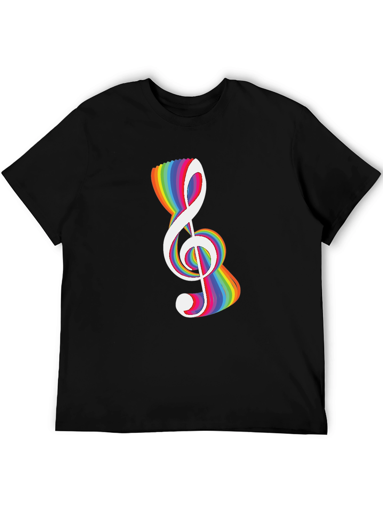 Rainbow Treble Clef Graphic Tee - Black