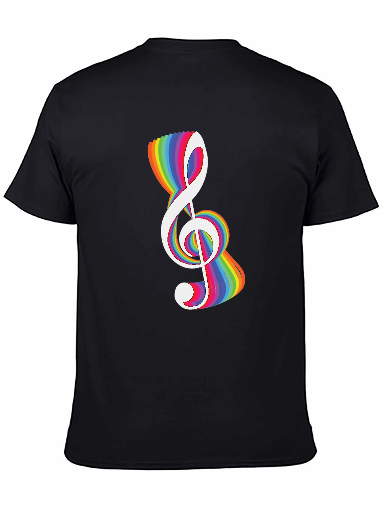 Rainbow Treble Clef Graphic Tee - Black