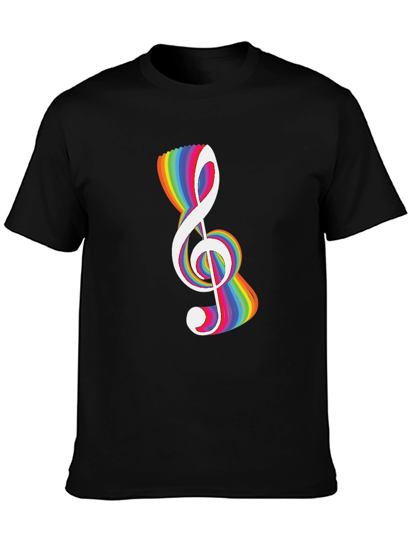 Rainbow Treble Clef Graphic Tee - Black