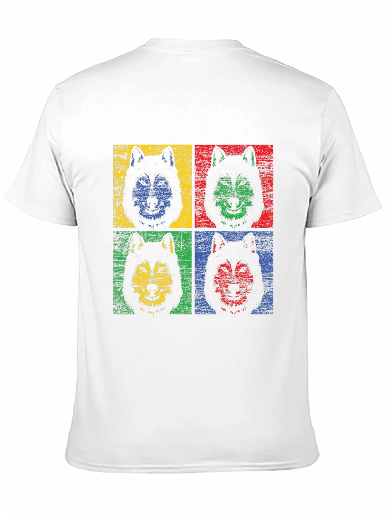 Pop Art Wolf Graphic Black T-Shirt