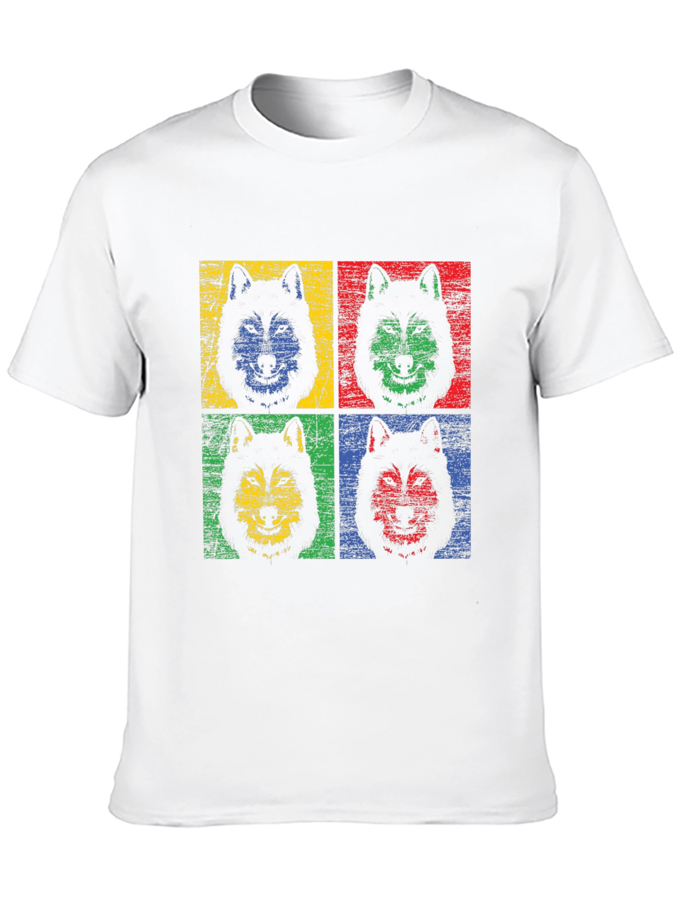 Pop Art Wolf Graphic Black T-Shirt