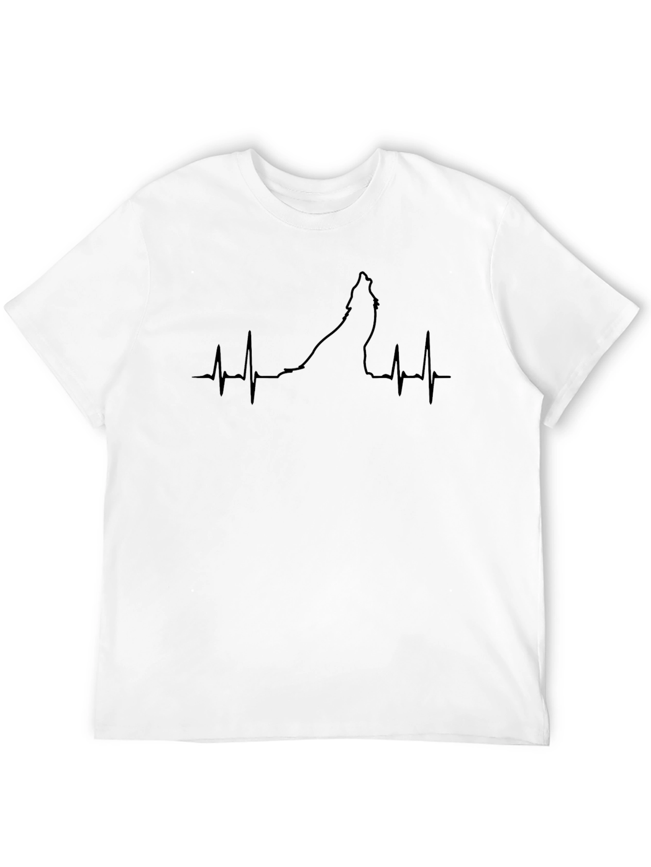 Wolf Heartbeat Graphic Tee - Black Crew Neck T-Shirt
