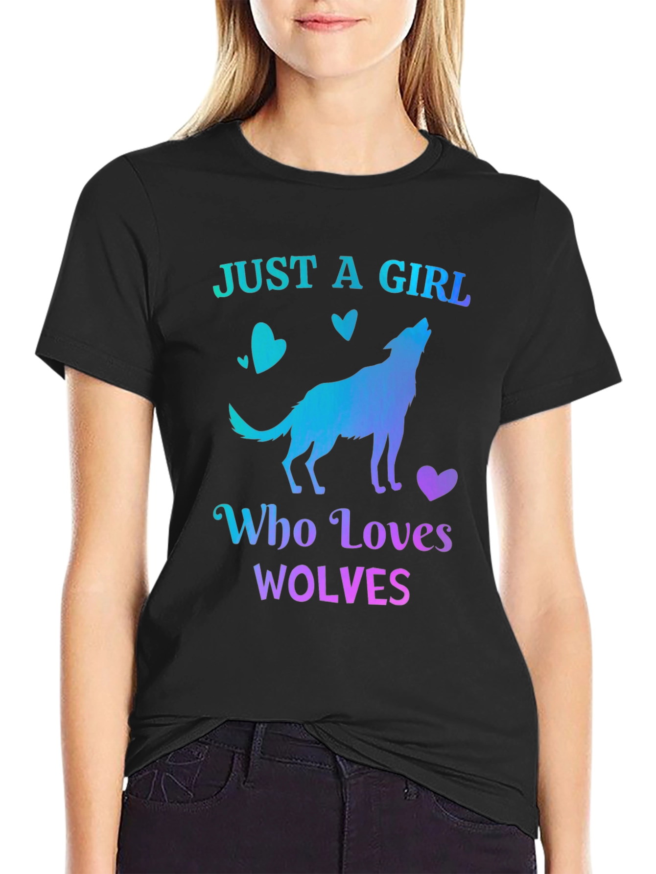Just A Girl Who Loves Wolves Graphic T-Shirt