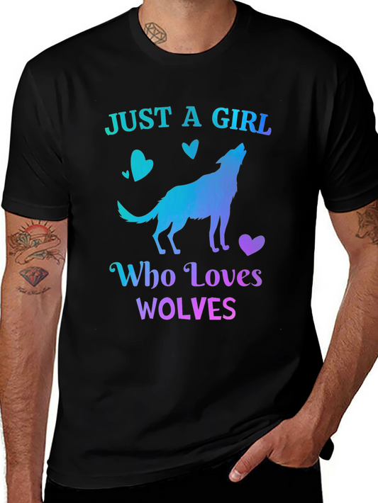 Just A Girl Who Loves Wolves Graphic T-Shirt