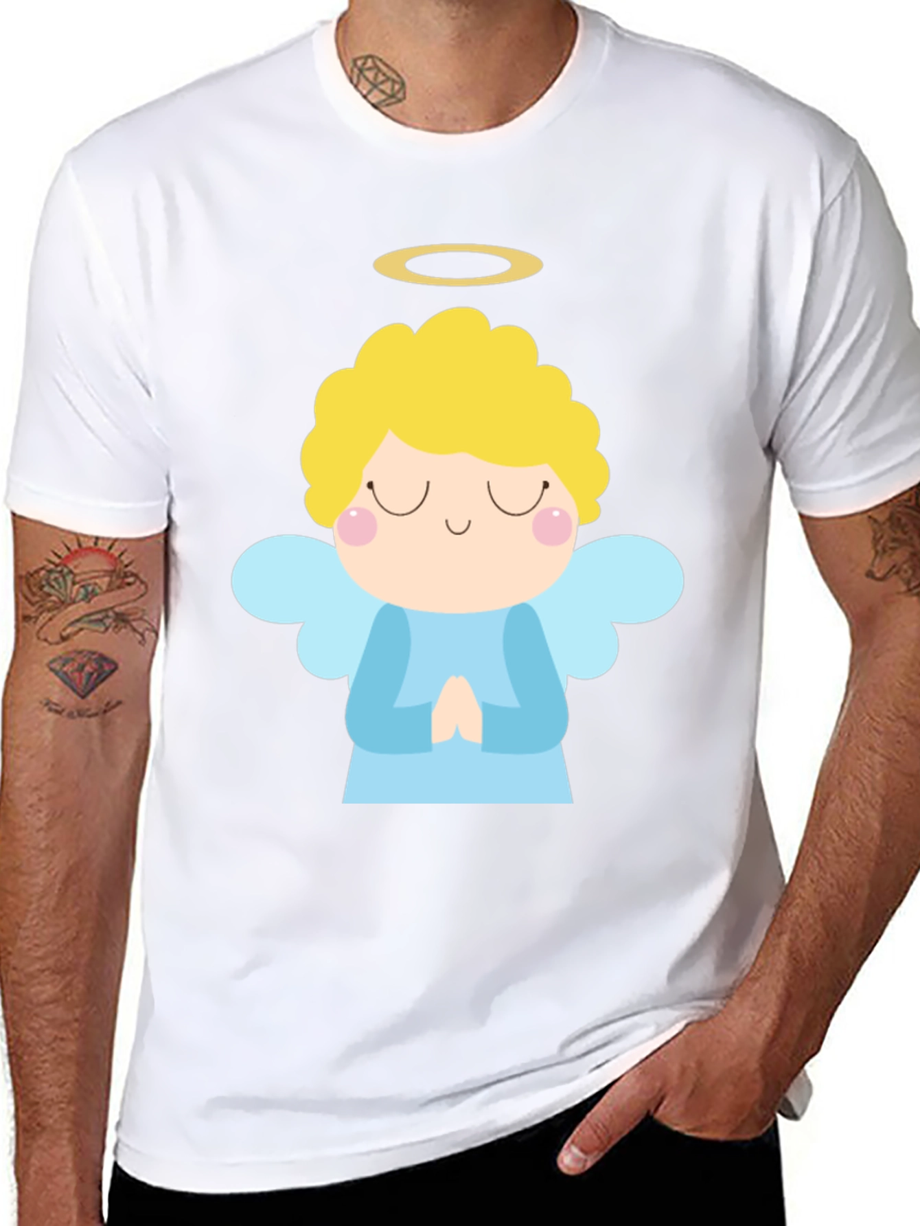 Angel Graphic Black T-Shirt Cute Style