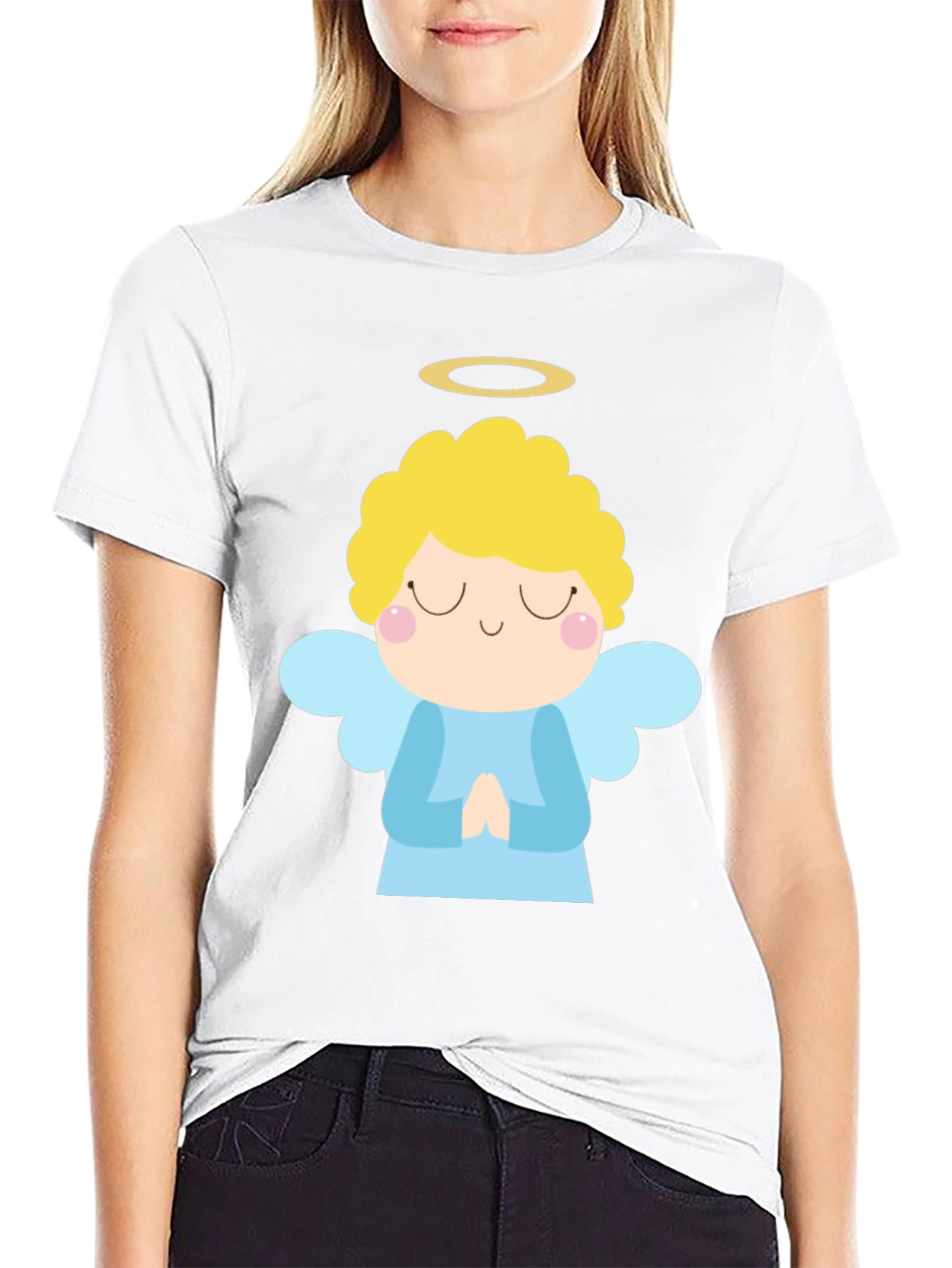 Angel Graphic Black T-Shirt Cute Style