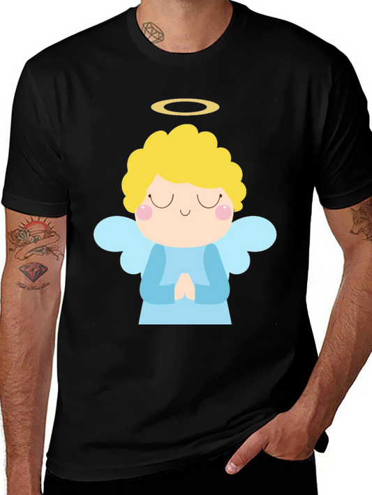 Angel Graphic Black T-Shirt Cute Style