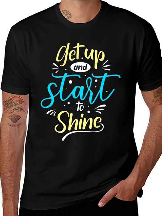 Get Up and Start to Shine Black Graphic Tee