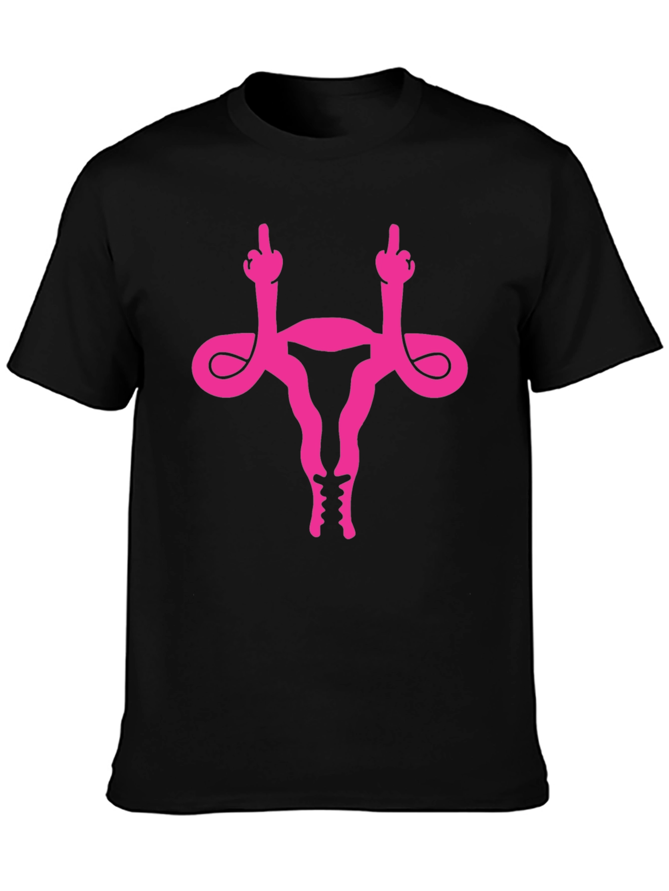 Uterus Middle Finger Graphic Tee - Black