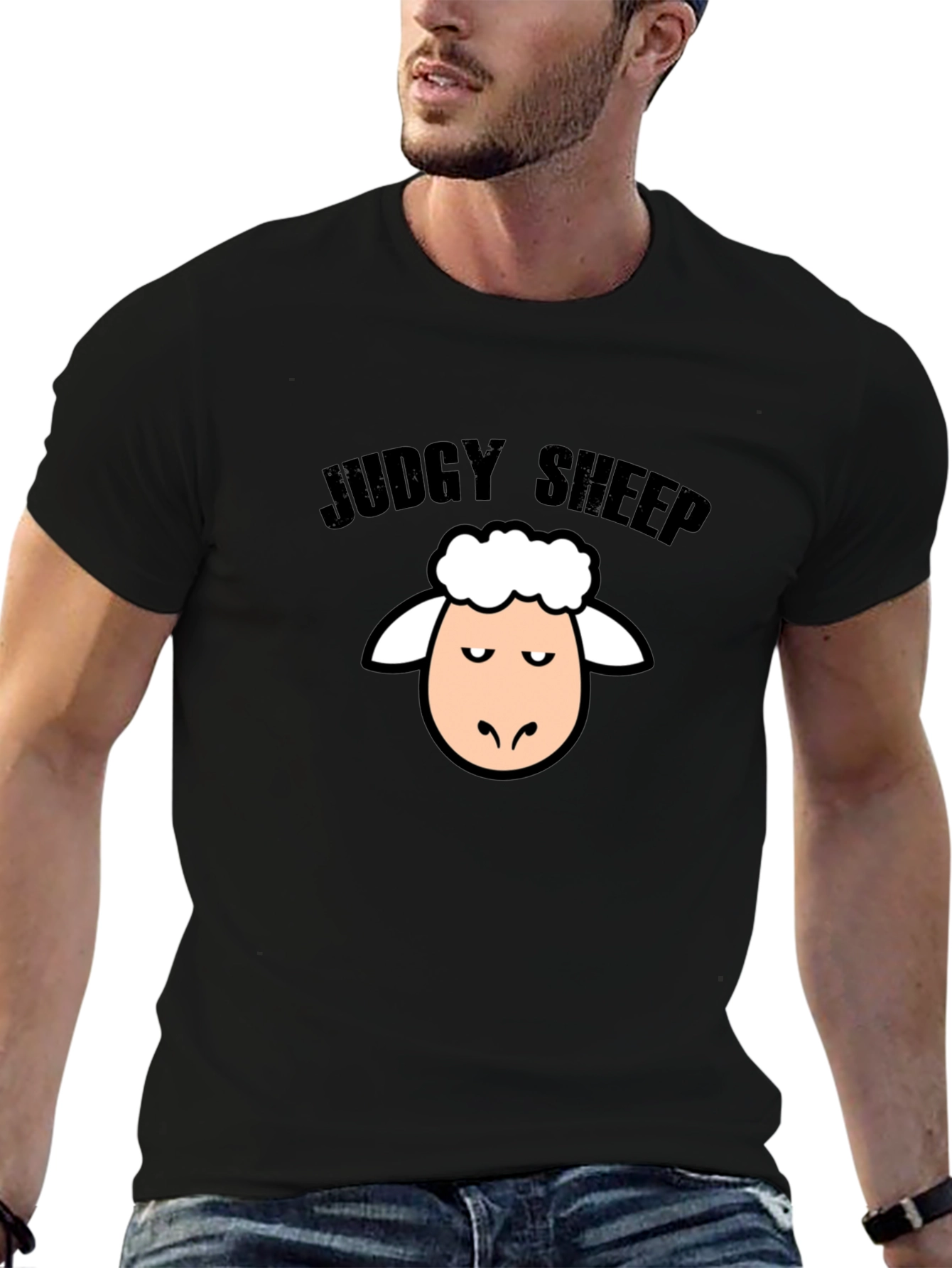Judgy Sheep Graphic Tee - Black Humor T-Shirt