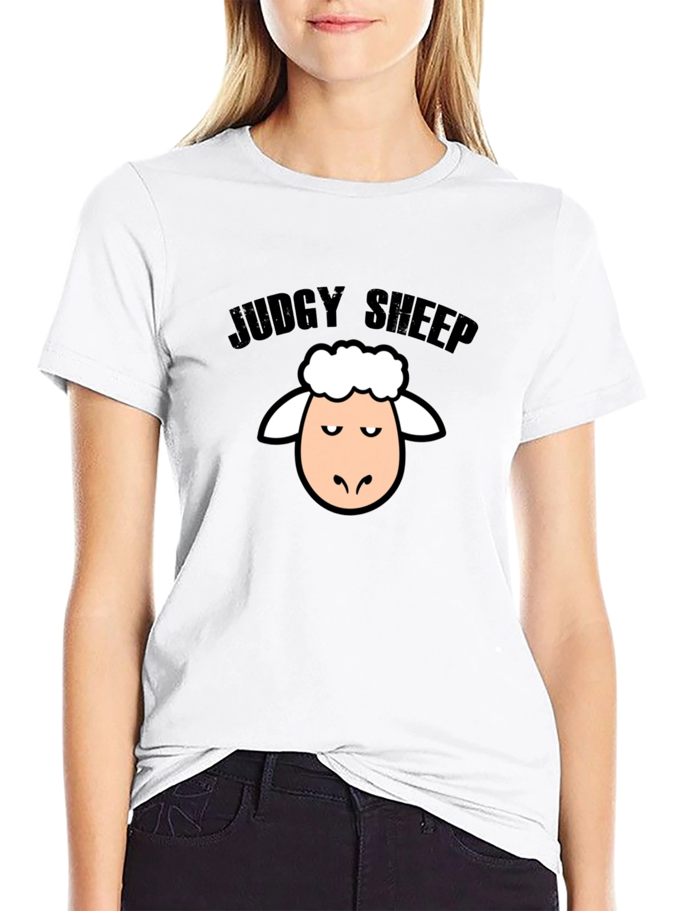 Judgy Sheep Graphic Tee - Black Humor T-Shirt