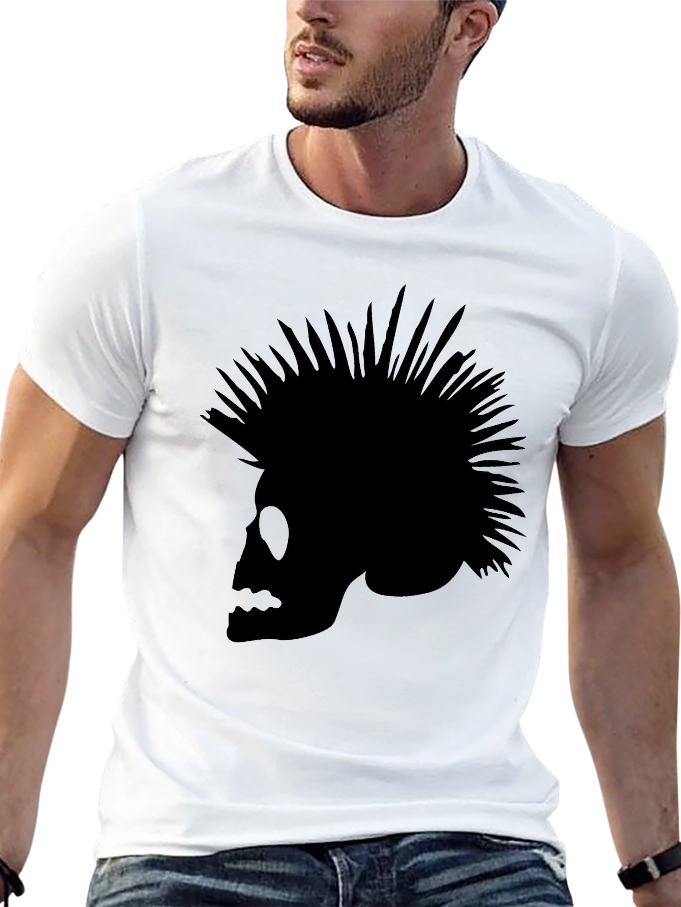 Skull Punk T-Shirt - Mens Black Tee