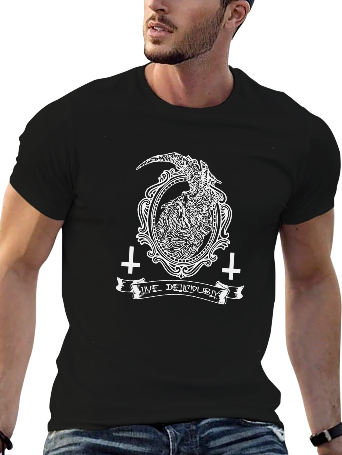Black Live Deliciously Goat Graphic Tee