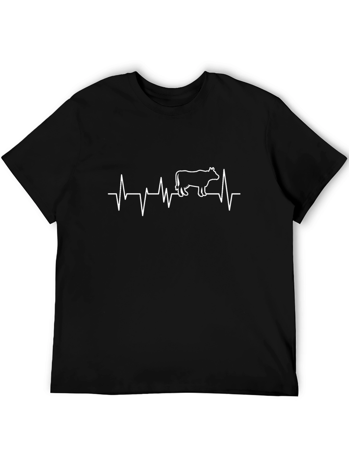 Cow Heartbeat Graphic Tee - Mens Black T-Shirt
