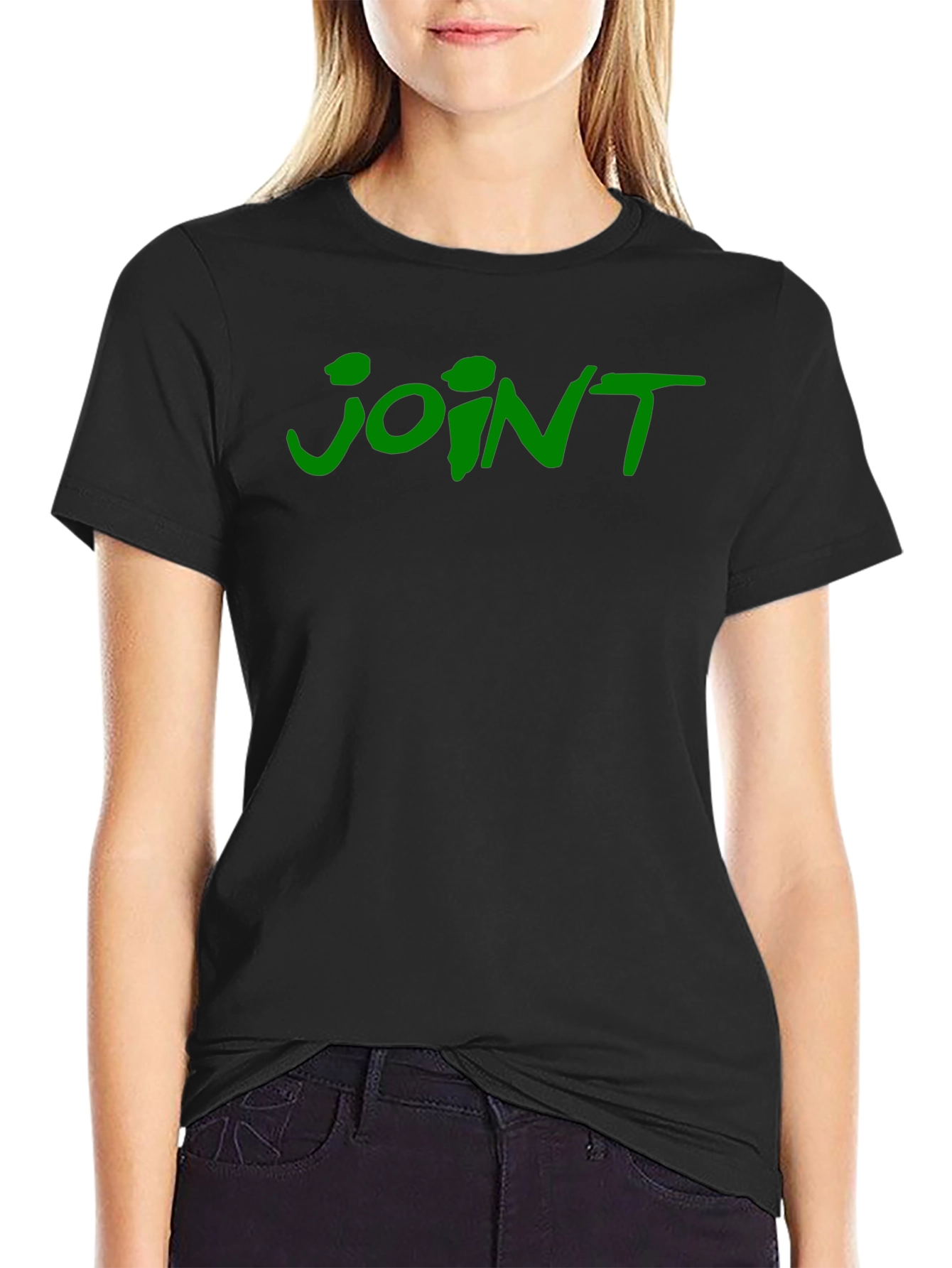 Joint T-Shirt - Green Lettering on Black Cotton Tee