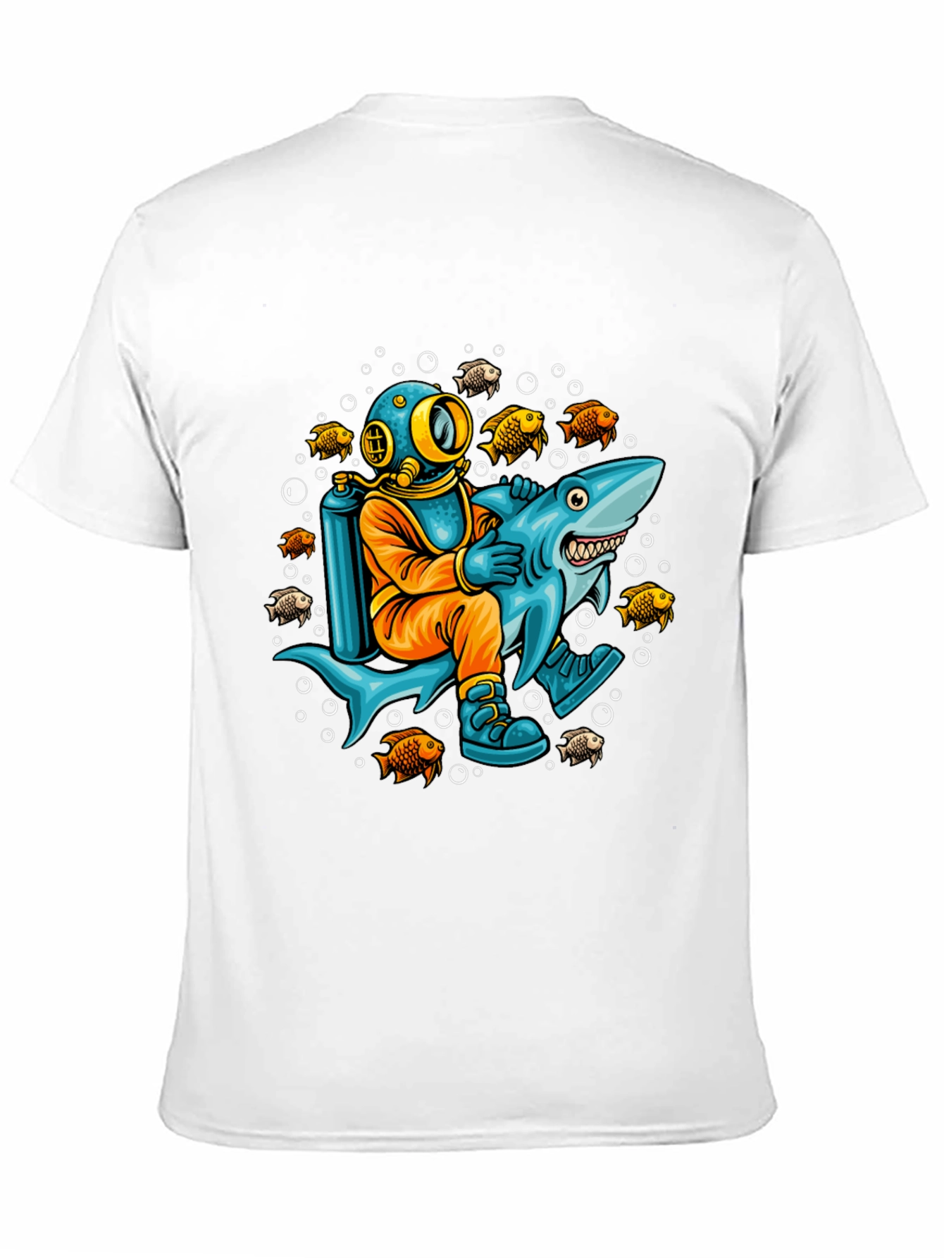 Diver Riding Shark Graphic T-Shirt
