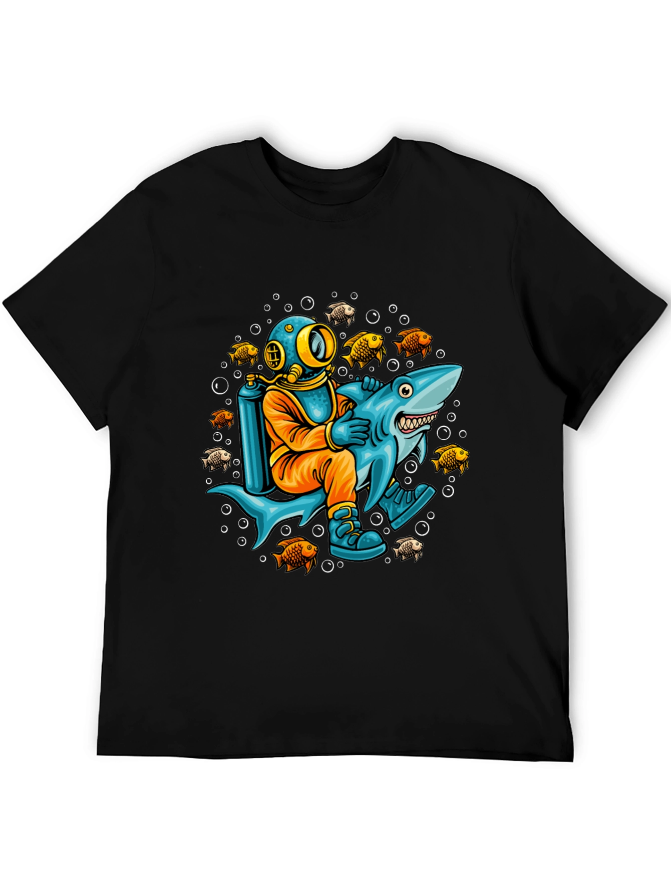 Diver Riding Shark Graphic T-Shirt