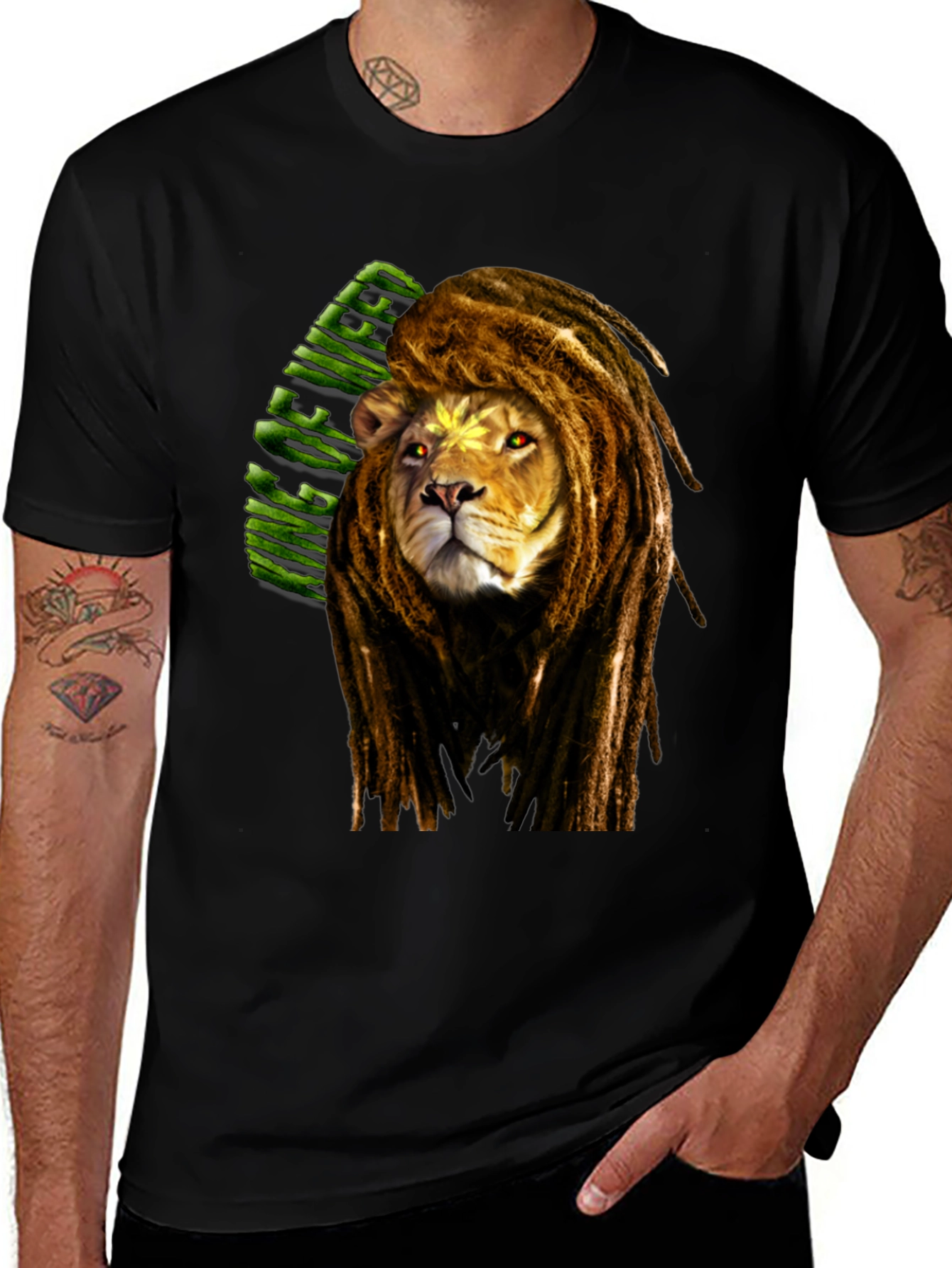 Lion Dreadlocks T-Shirt - King of Weed Graphic Tee