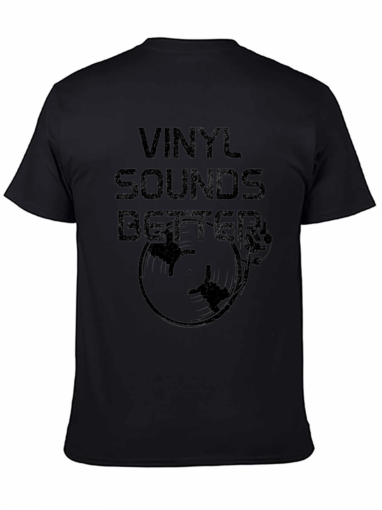 Vinyl Sounds Better Black Graphic Tee Shirt
