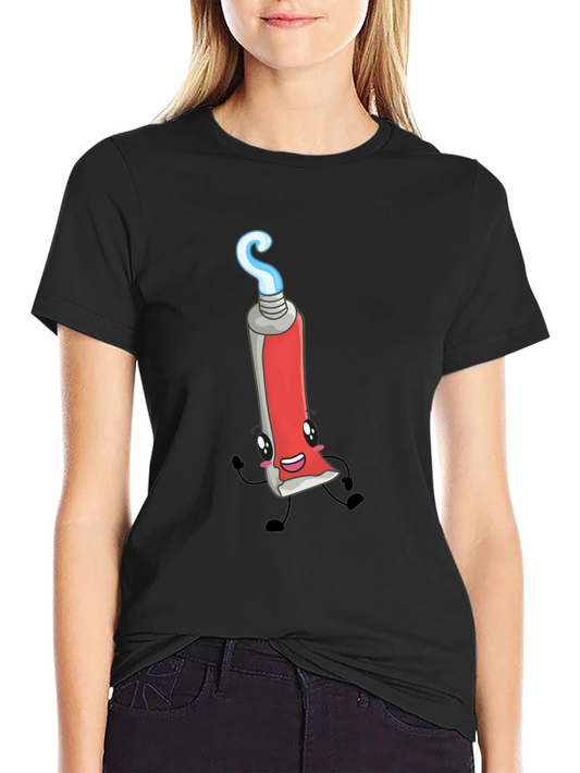 Cartoon Toothpaste Graphic Black Tee