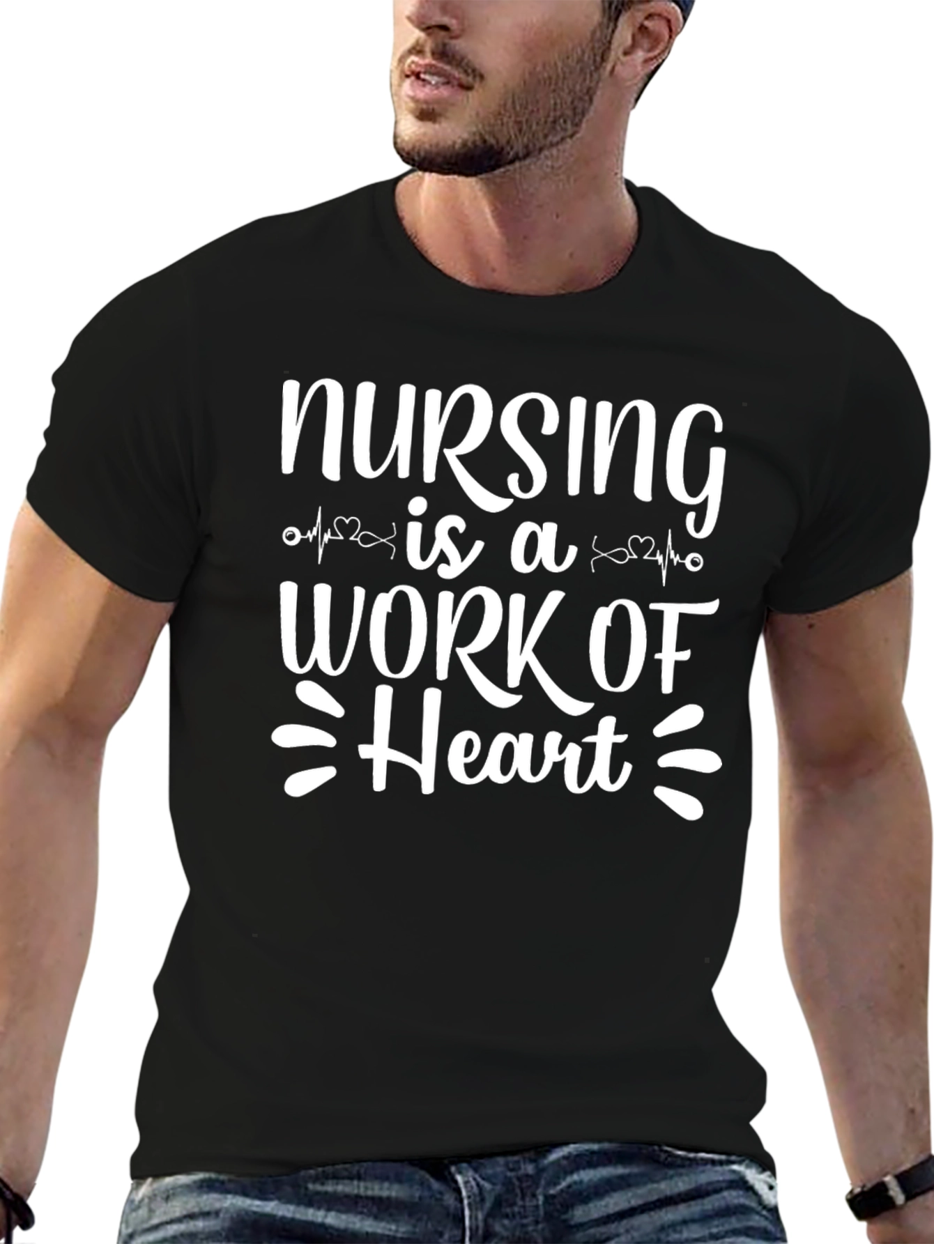 Nursing is a Work of Heart Graphic Tee