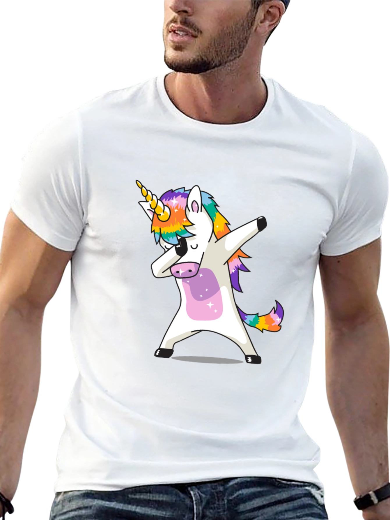 Dabbing Unicorn Graphic Tee - Black