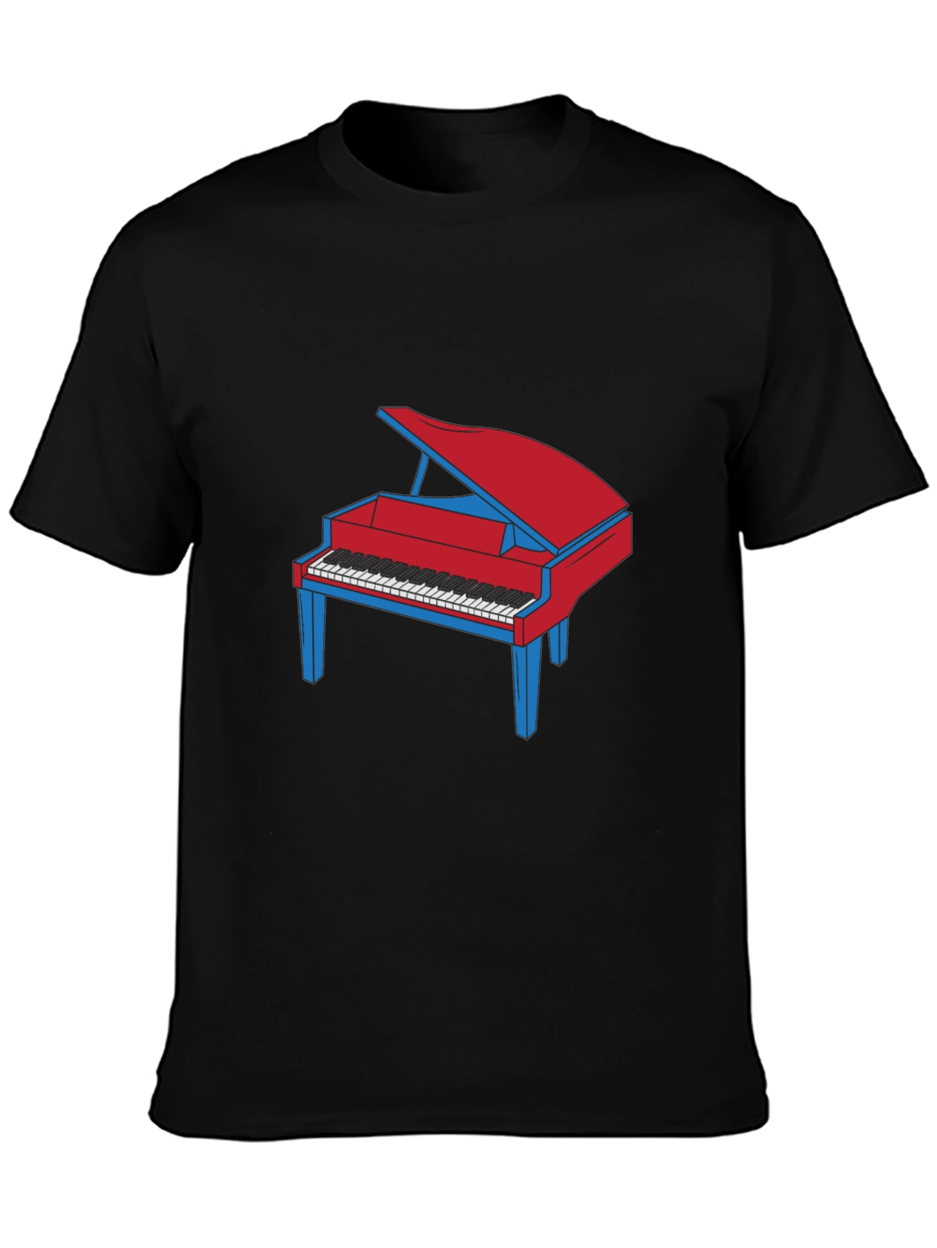 Piano Graphic T-Shirt - Red and Blue Design