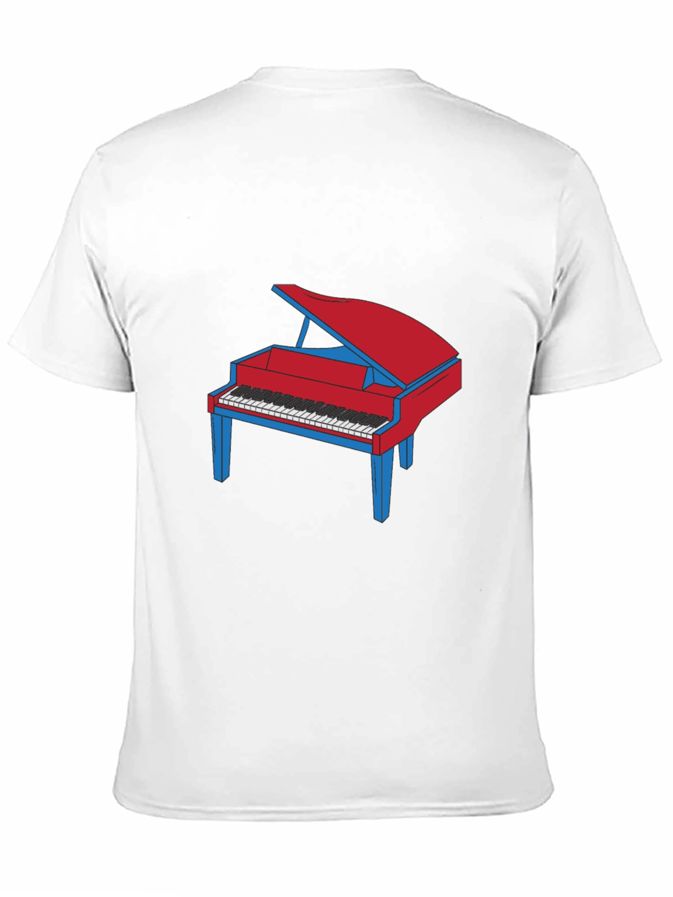 Piano Graphic T-Shirt - Red and Blue Design