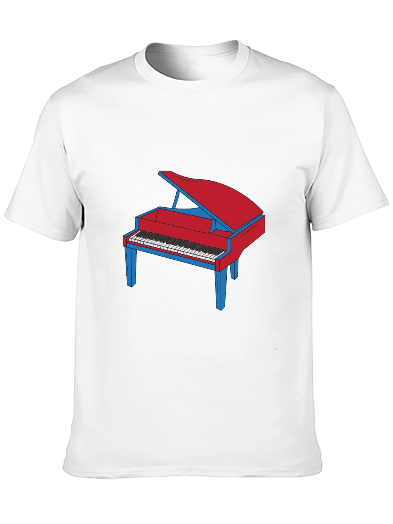 Piano Graphic T-Shirt - Red and Blue Design