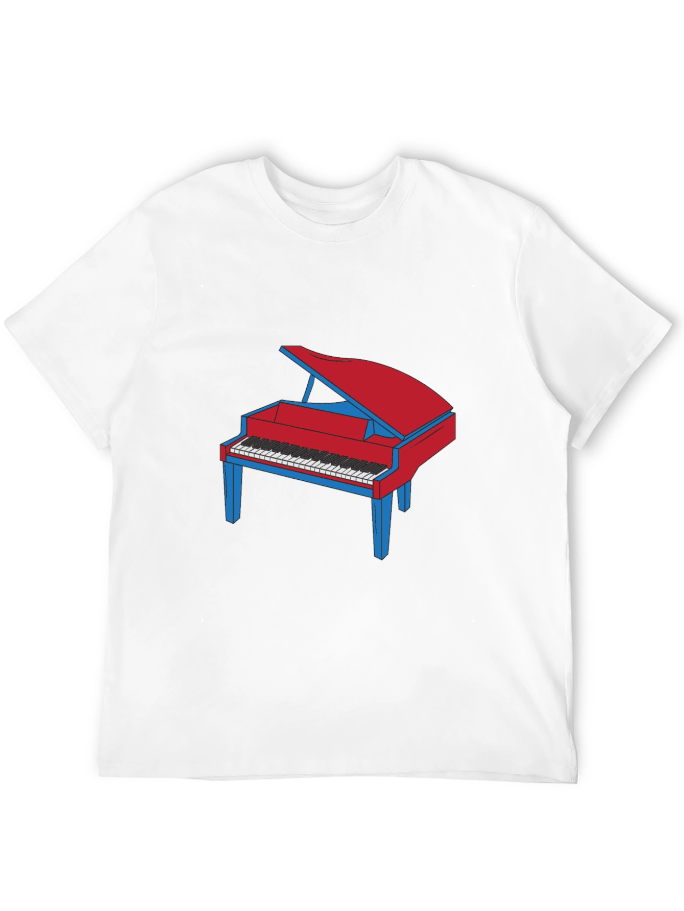 Piano Graphic T-Shirt - Red and Blue Design