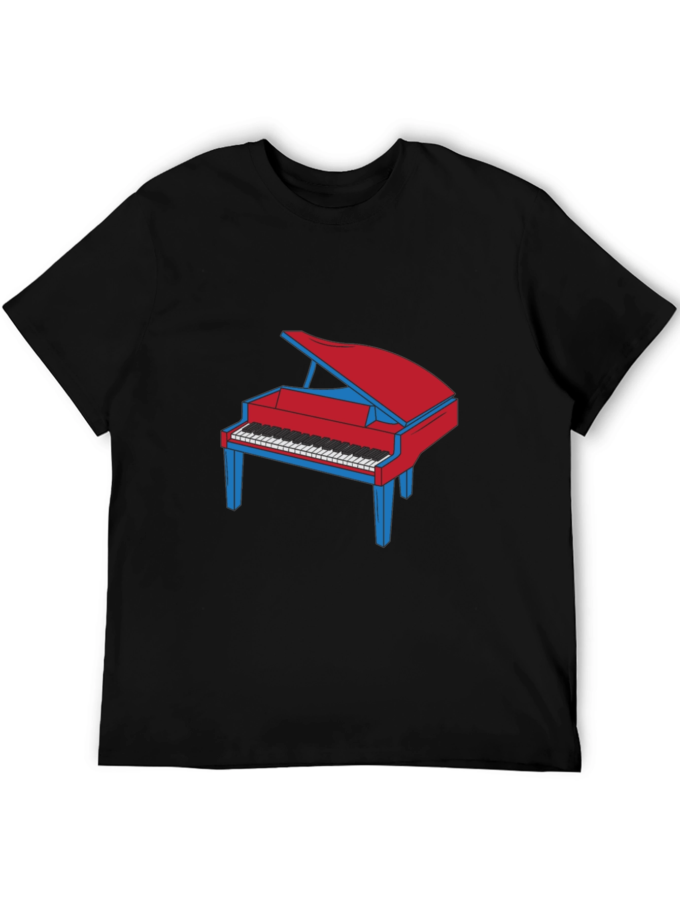 Piano Graphic T-Shirt - Red and Blue Design