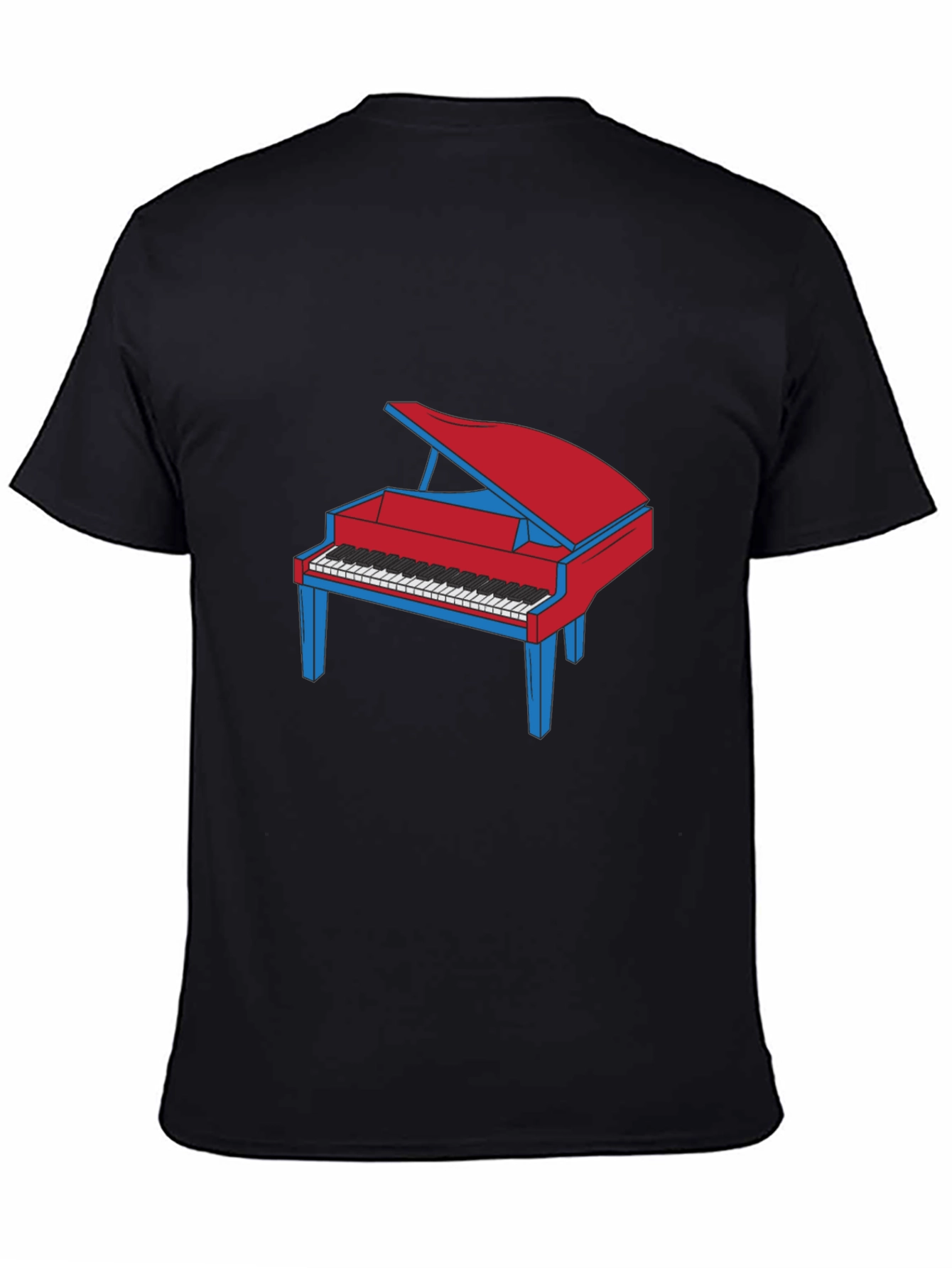 Piano Graphic T-Shirt - Red and Blue Design